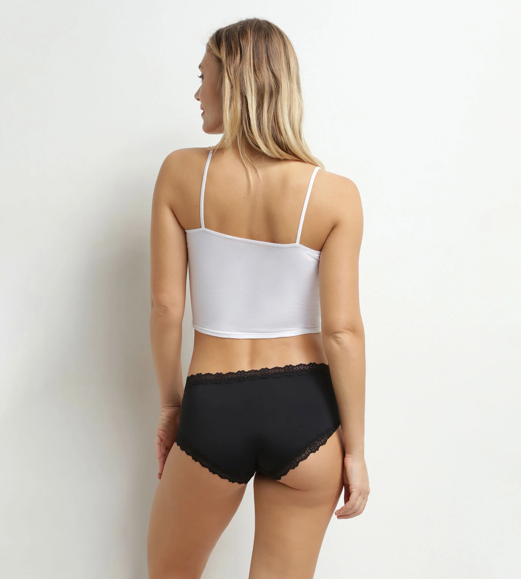 Boxer femme en microfibre et dentelle Noir Dim - Image 4