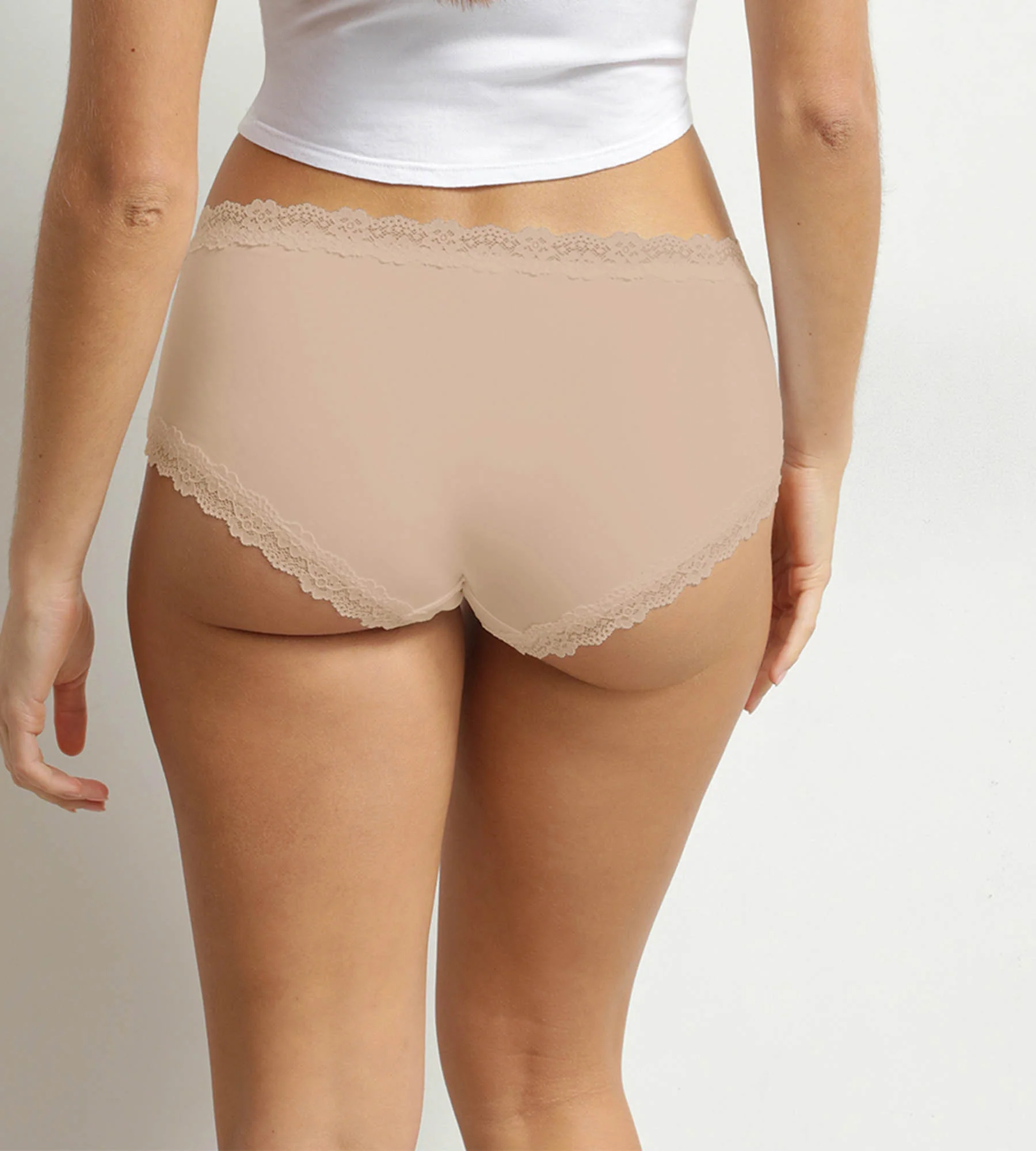 Boxer femme en microfibre et dentelle Nude Dim - Image 2