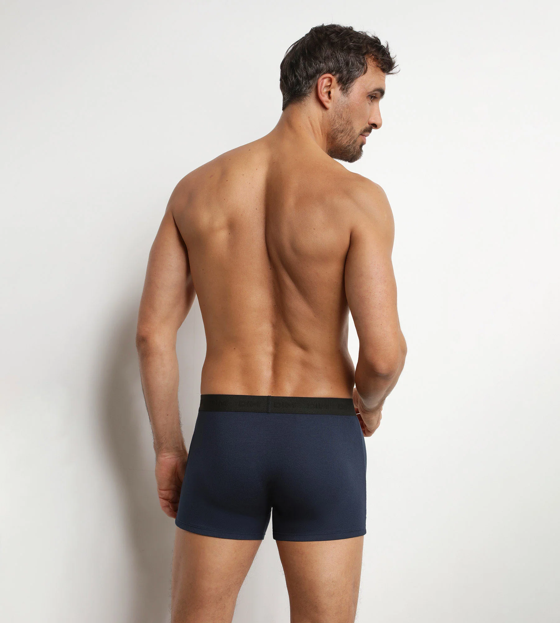 Boxer homme en coton modal côtelé Bleu Minuit Dim Élégant - Image 2