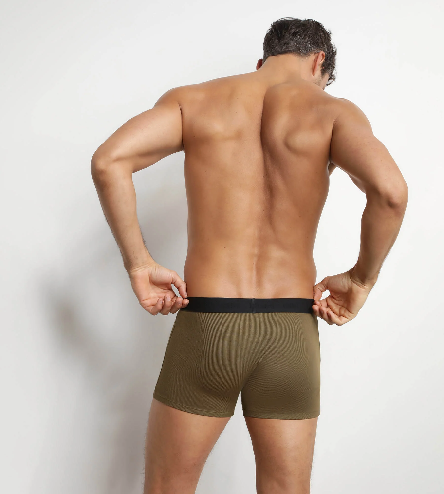 Boxer homme en coton modal côtelé Vert Olive Dim Élégant - Image 2