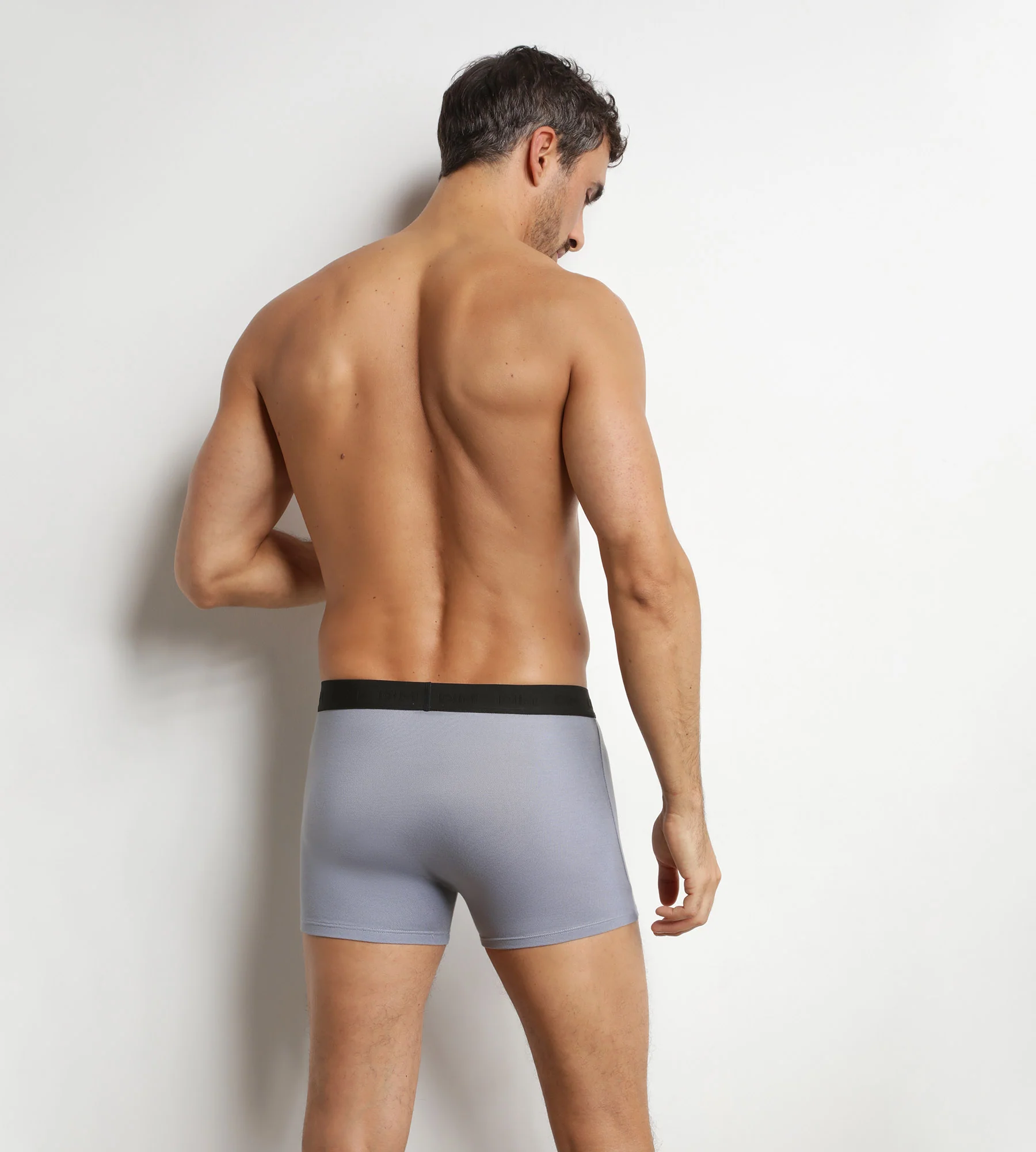 Boxer homme en coton modal piqué Gris Poudre Dim Smart - Image 2