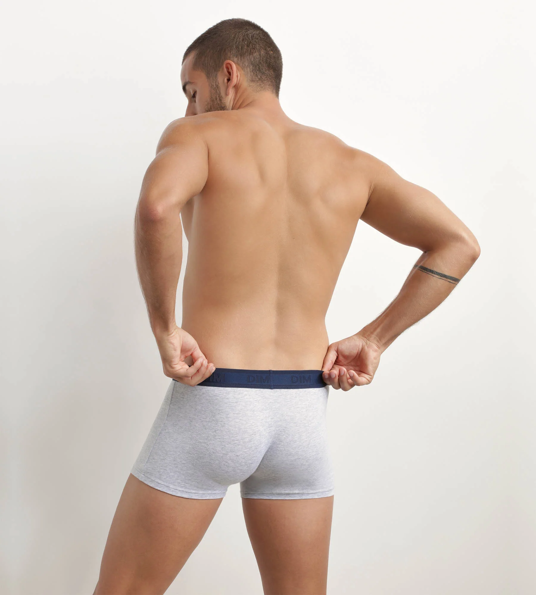 Boxer homme en coton stretch à ceinture contrastée Gris Dim Fancy - Image 2