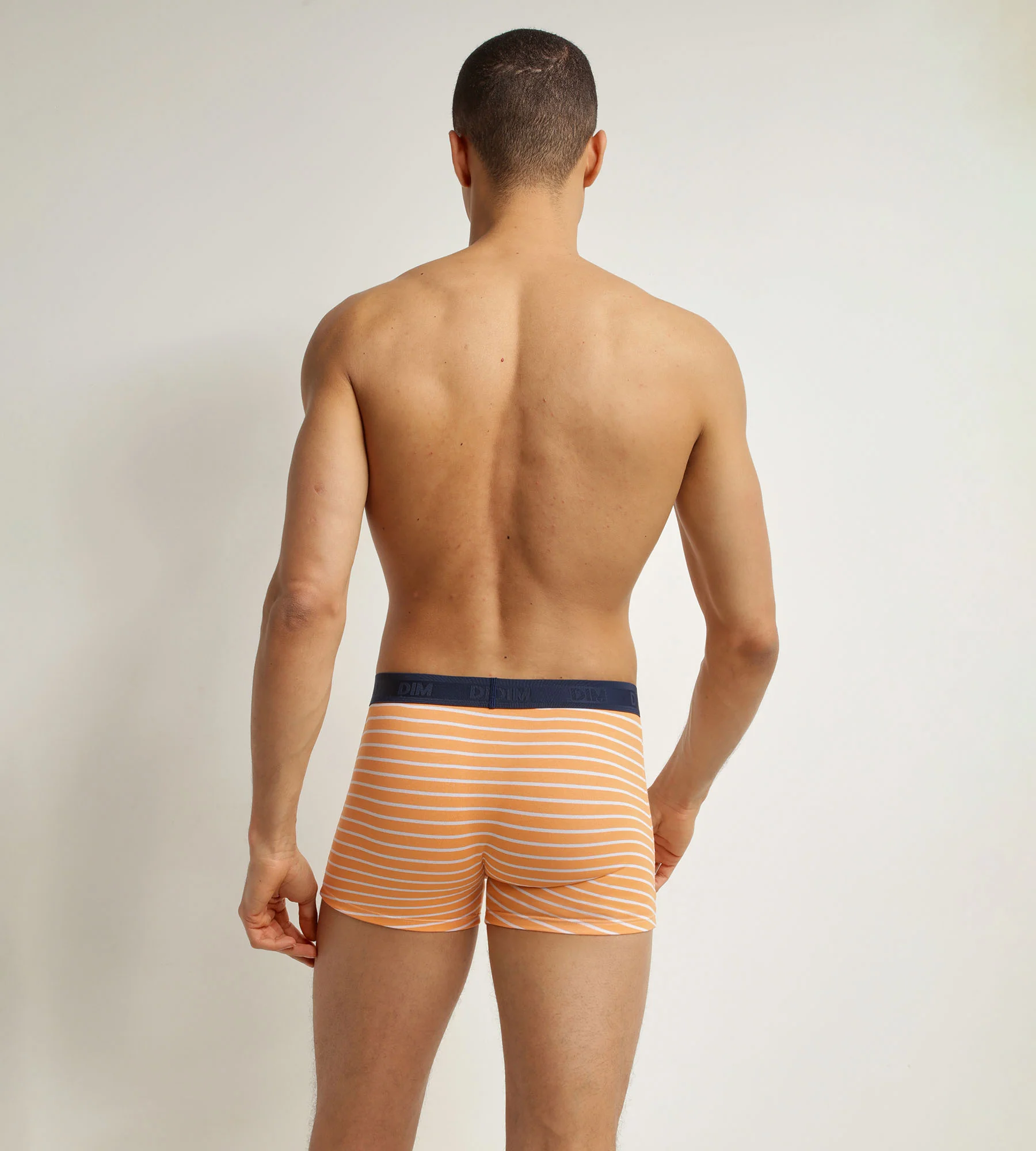 Boxer homme en coton stretch Orange à rayures Dim Fancy - Image 2