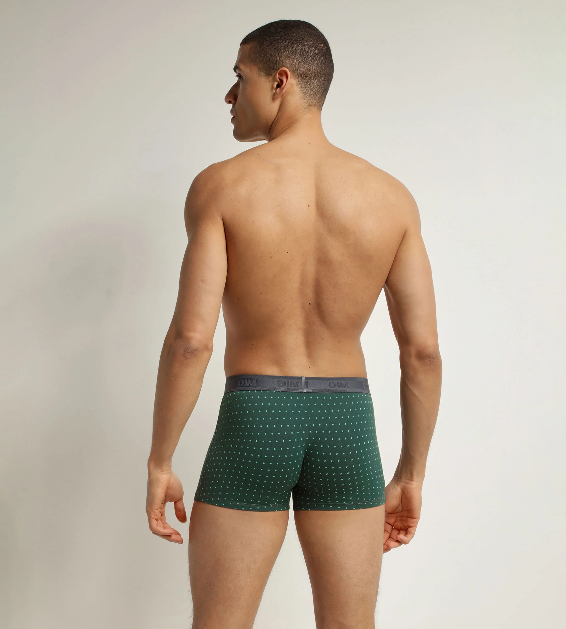 Boxer homme en coton stretch Vert à pois Dim Fancy - Image 2