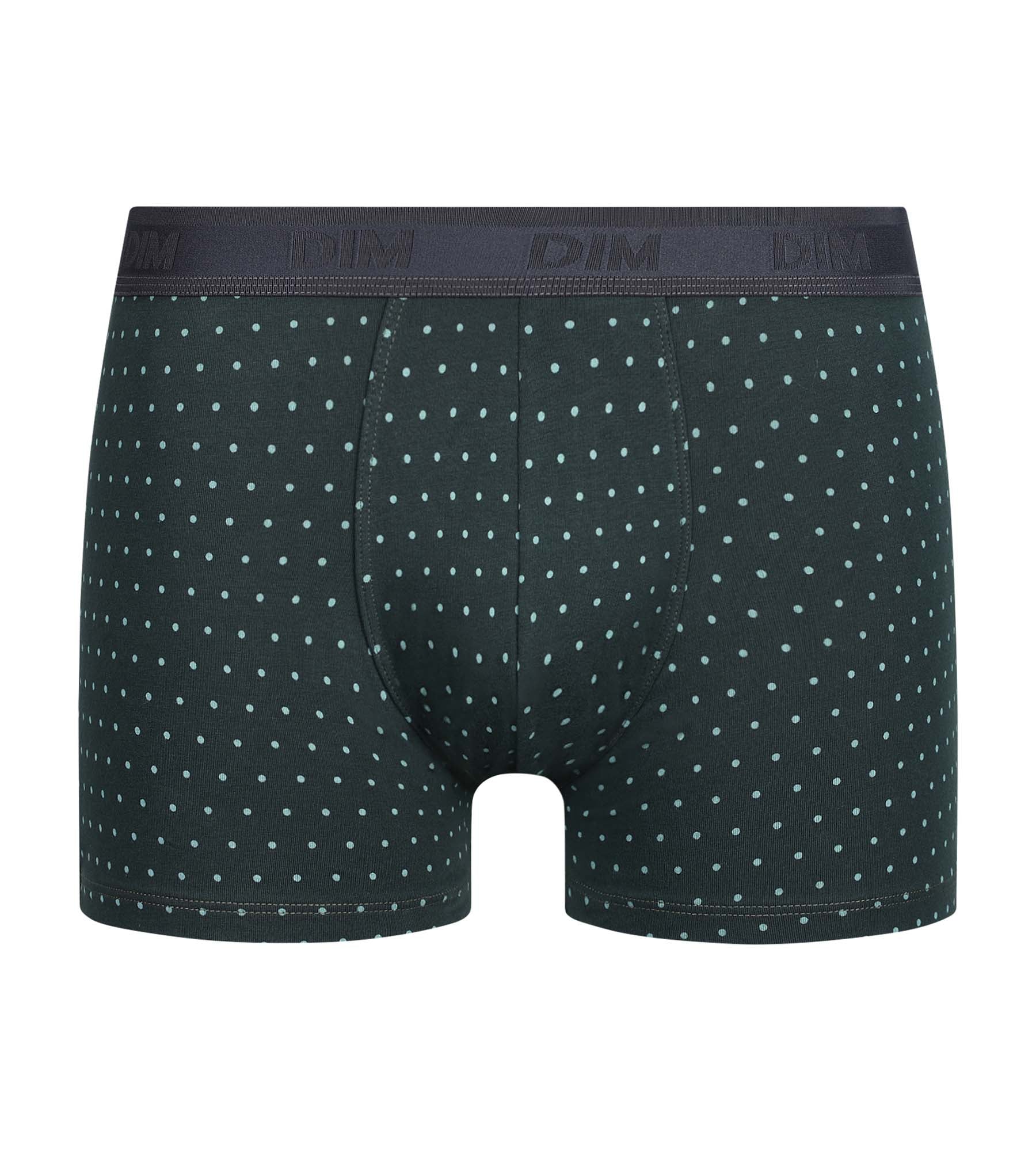 Boxer homme en coton stretch Vert à pois Dim Fancy - Image 3