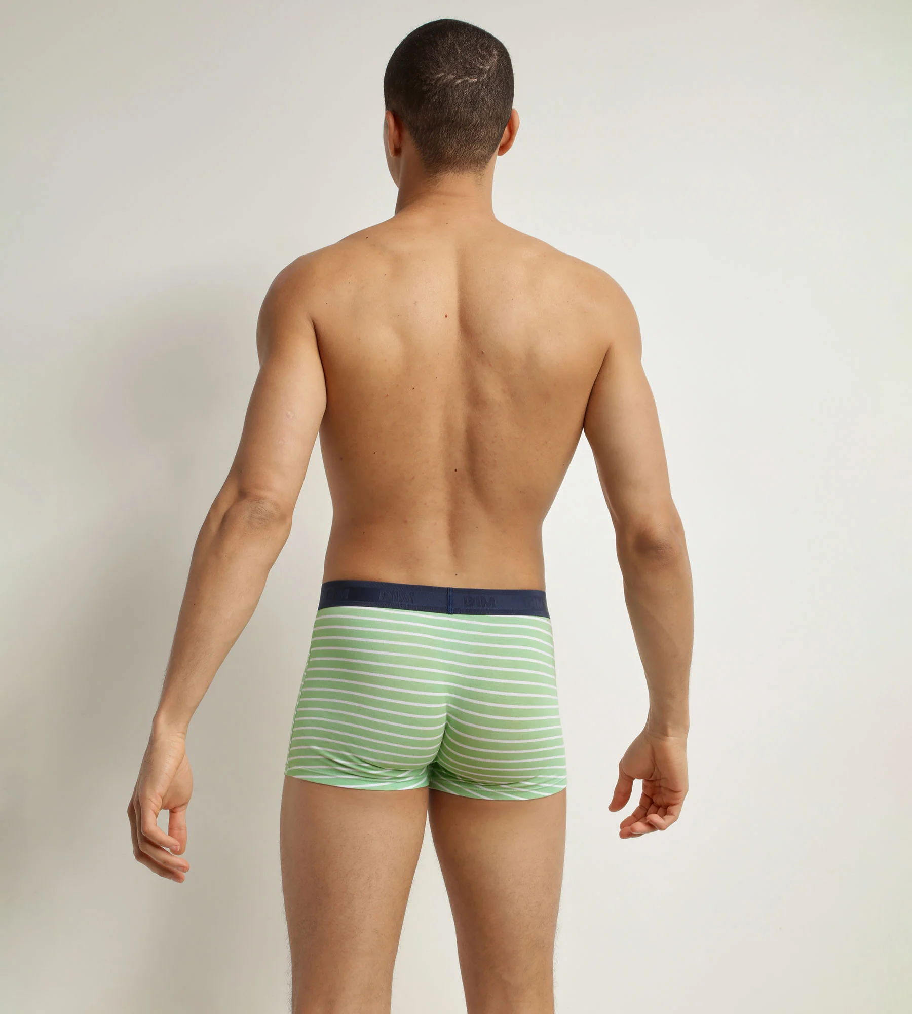 Boxer homme en coton stretch Vert à rayures Dim Fancy - Image 2