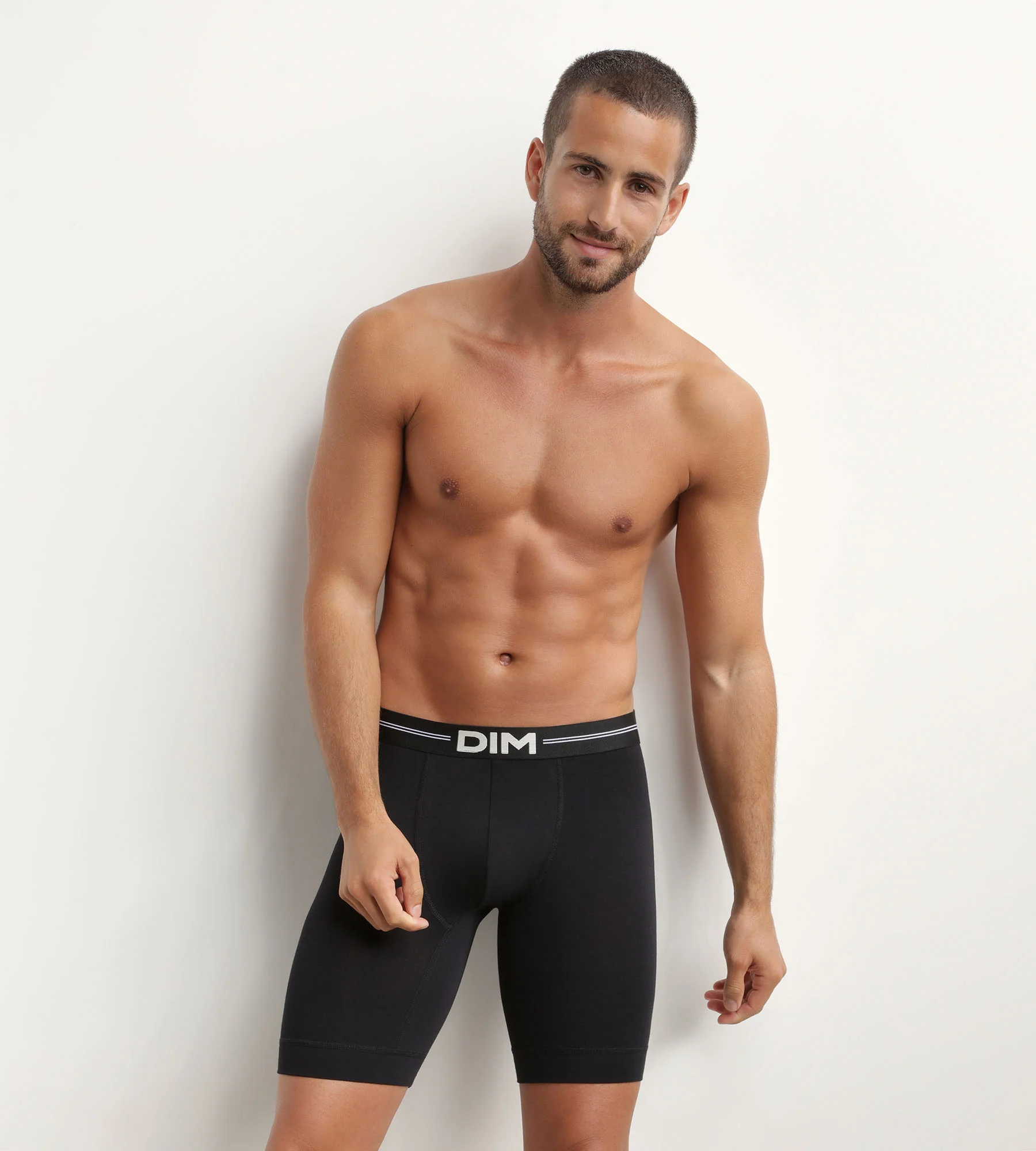 Boxer long homme en coton modal Noir Dim Icons Essentiel