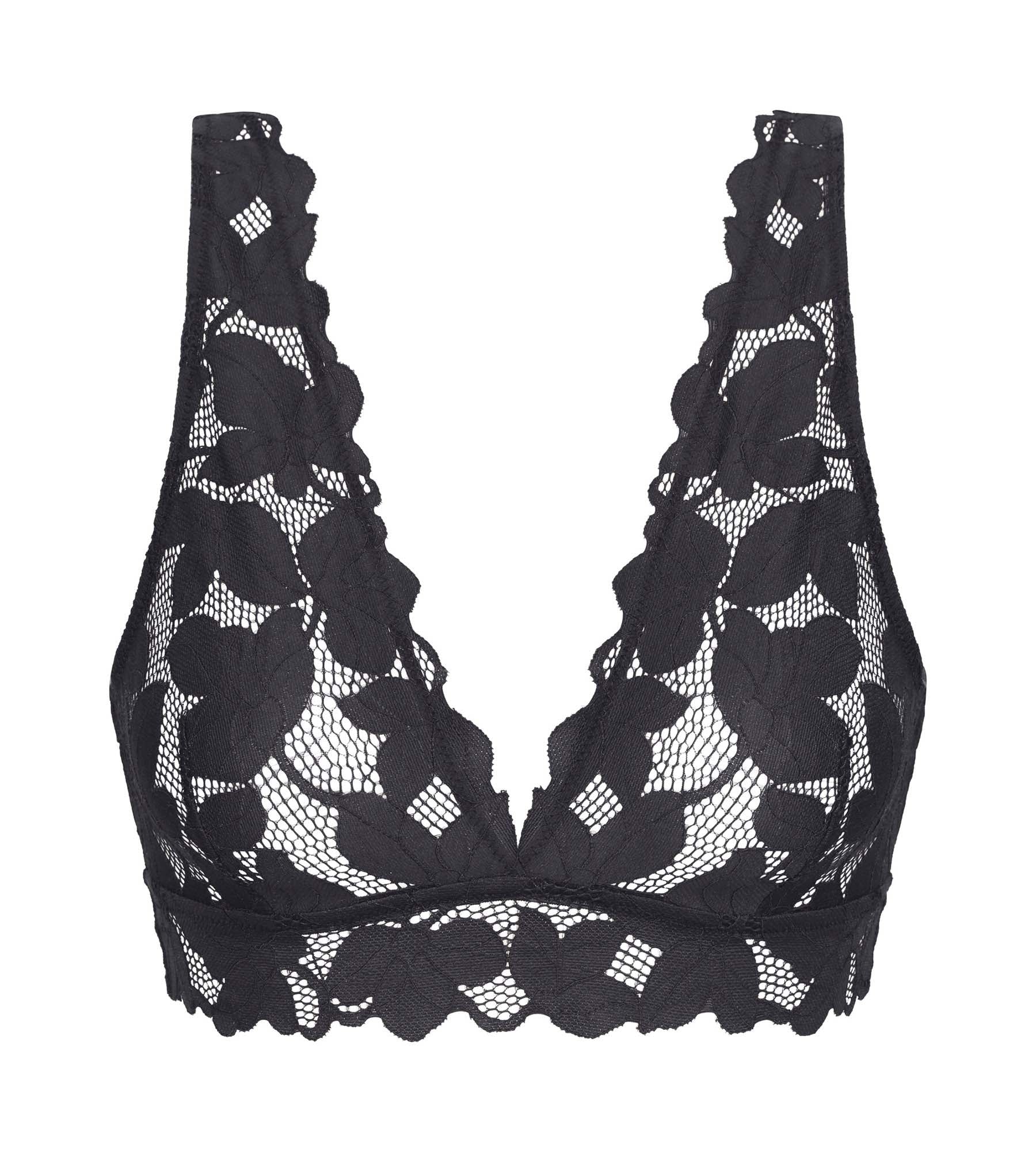 Bralette femme en dentelle à grosses fleurs Gris Granit Dim Lacy - Image 5