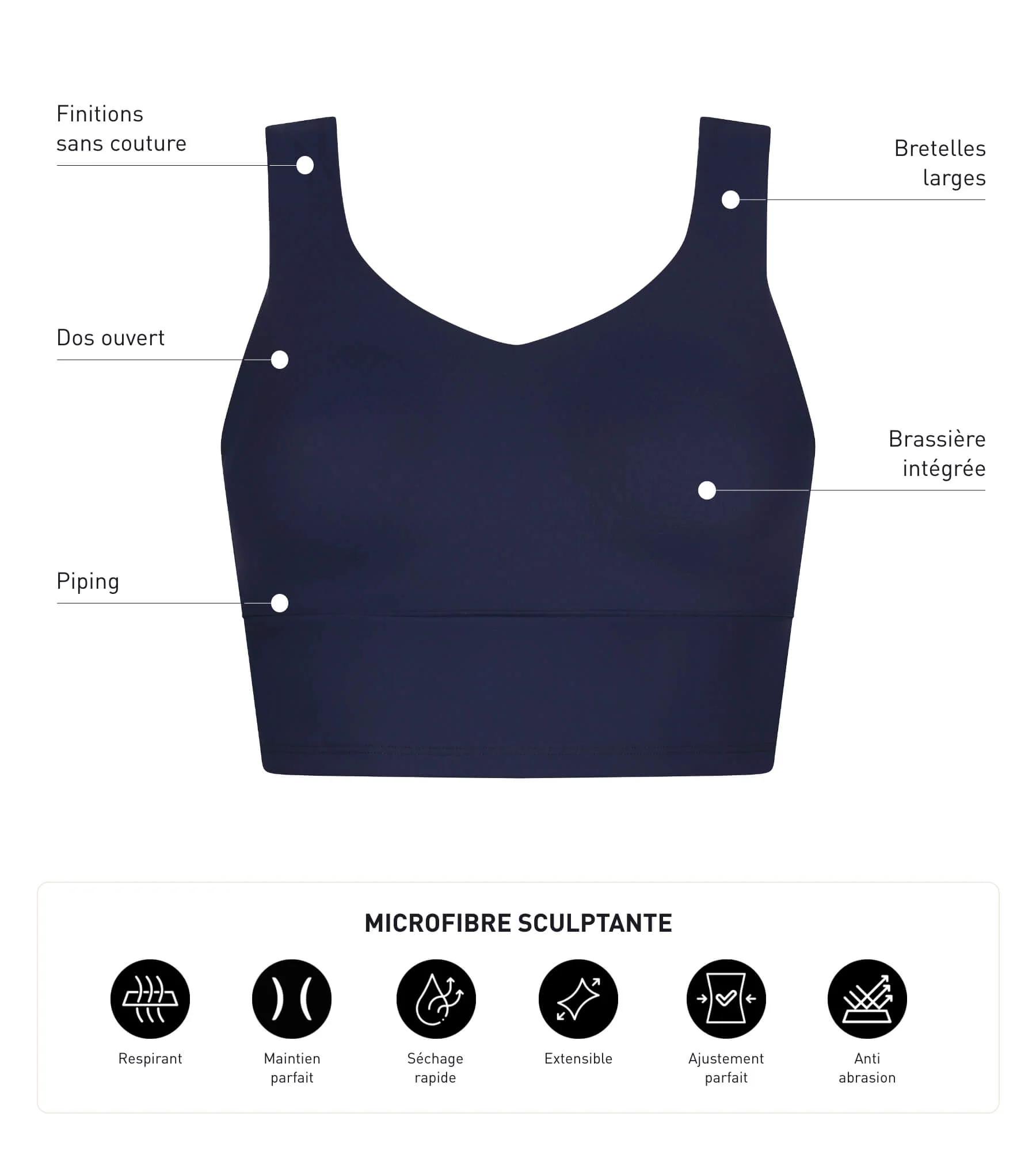 Brassière de sport femme longue Bleu Nuit Dim Move - Image 6
