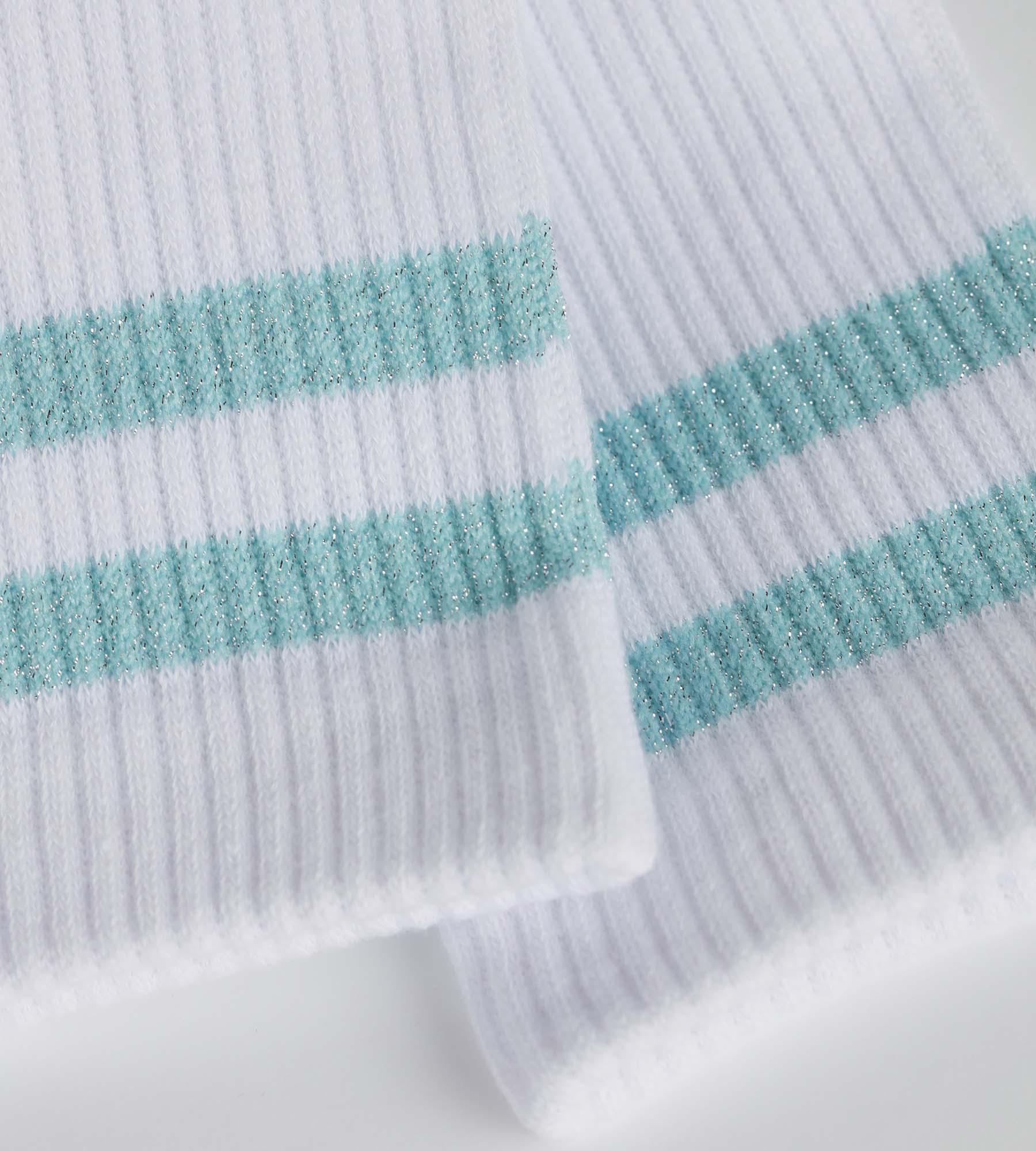 Chaussettes en coton côtelé Blanc et lurex Bleu Dim Mode - Image 3