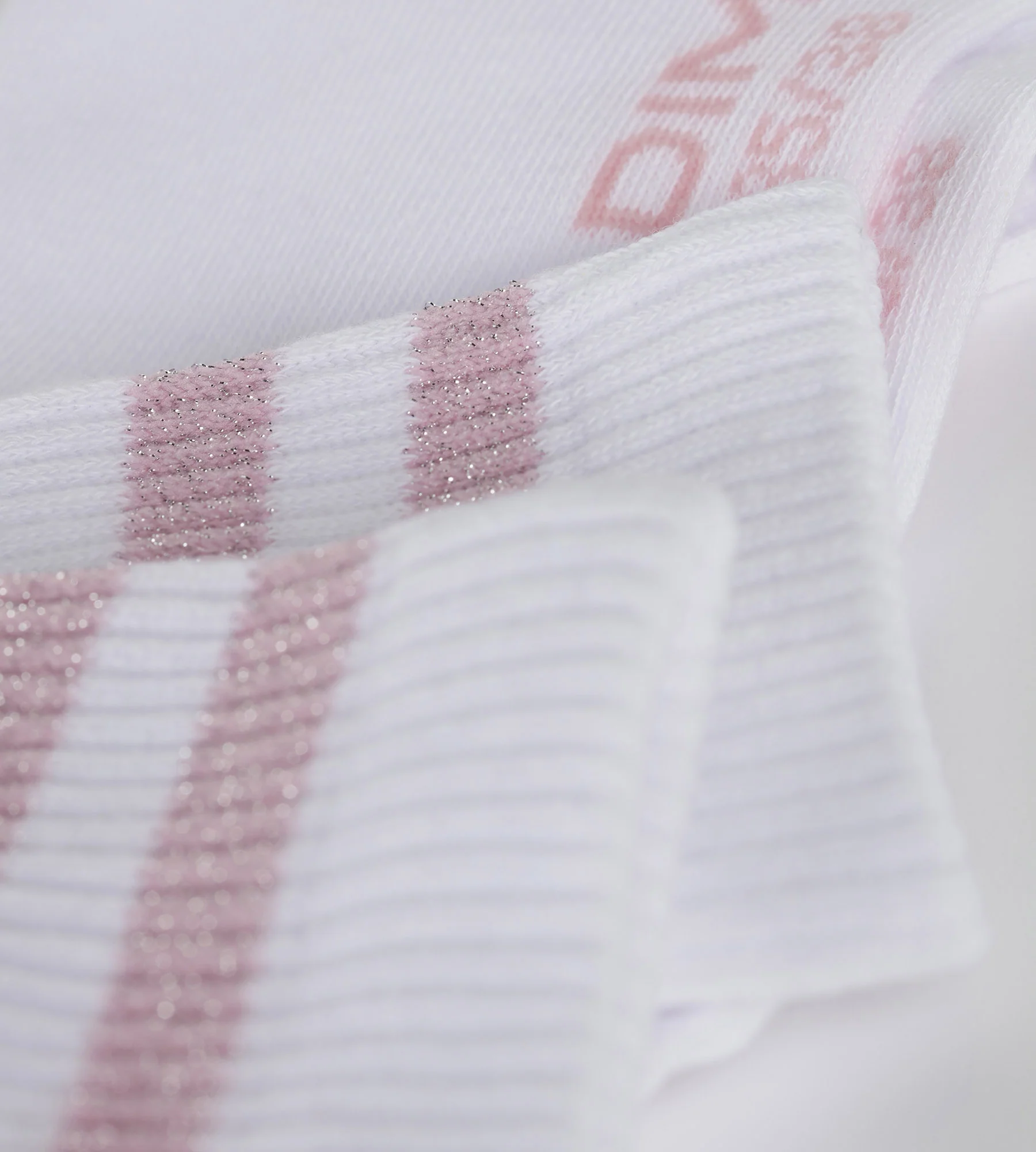 Chaussettes en coton côtelé Blanc et lurex Rose Dim Mode - Image 3