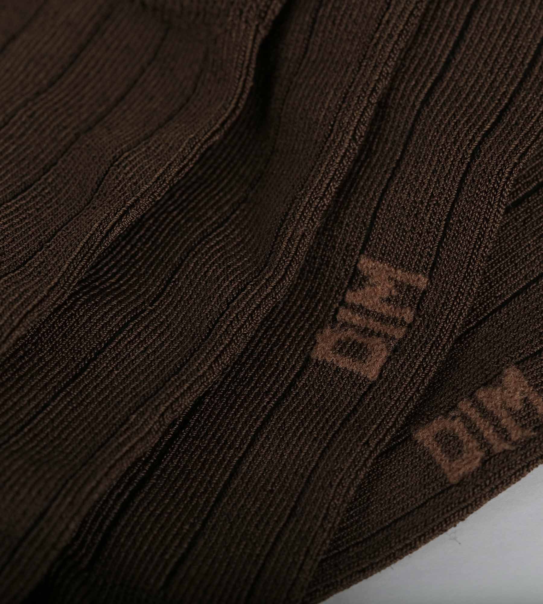 Chaussettes femme côtelées en coton satiné Marron Dim Mode - Image 3