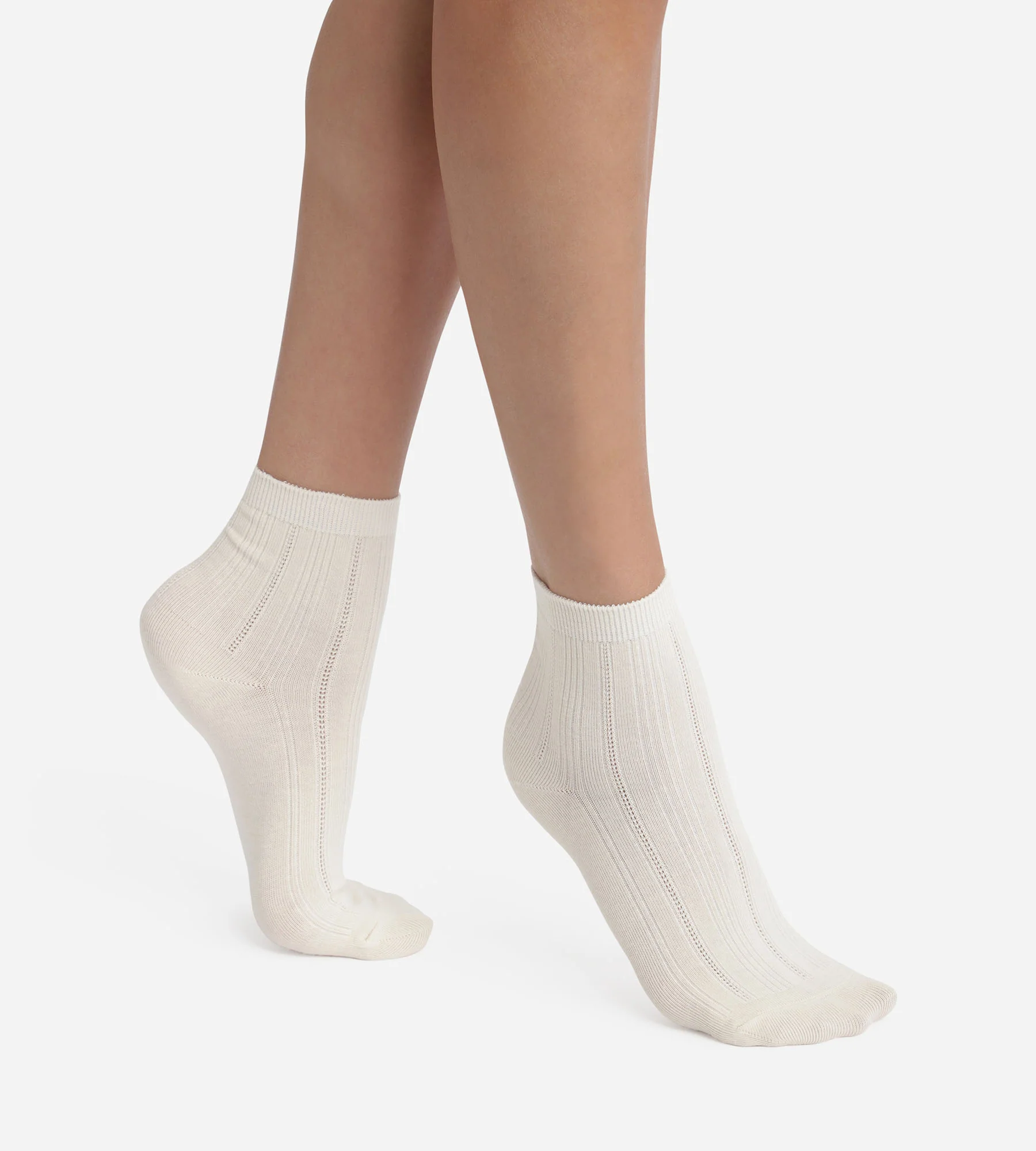Chaussettes femme en coton pointelle Ivoire La Mode de Dim