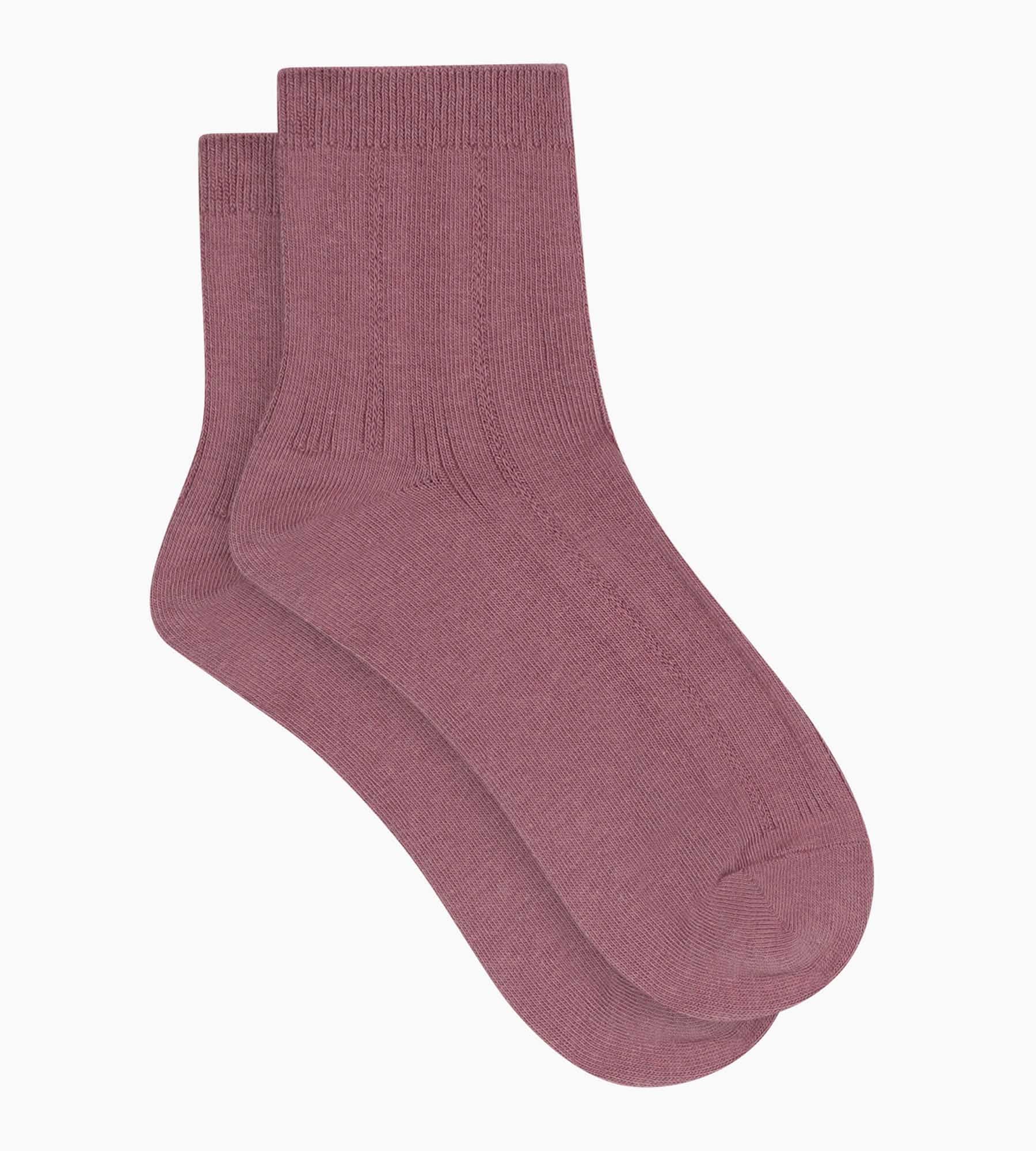 Chaussettes femme en coton pointelle Vieux Rose La Mode de Dim - Image 2
