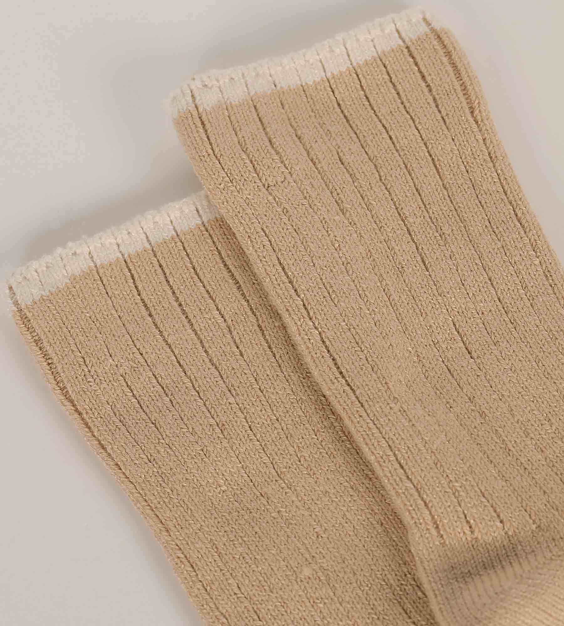 Chaussettes femme en maille côtelée unie Beige Vanille Dim Bambou - Image 3