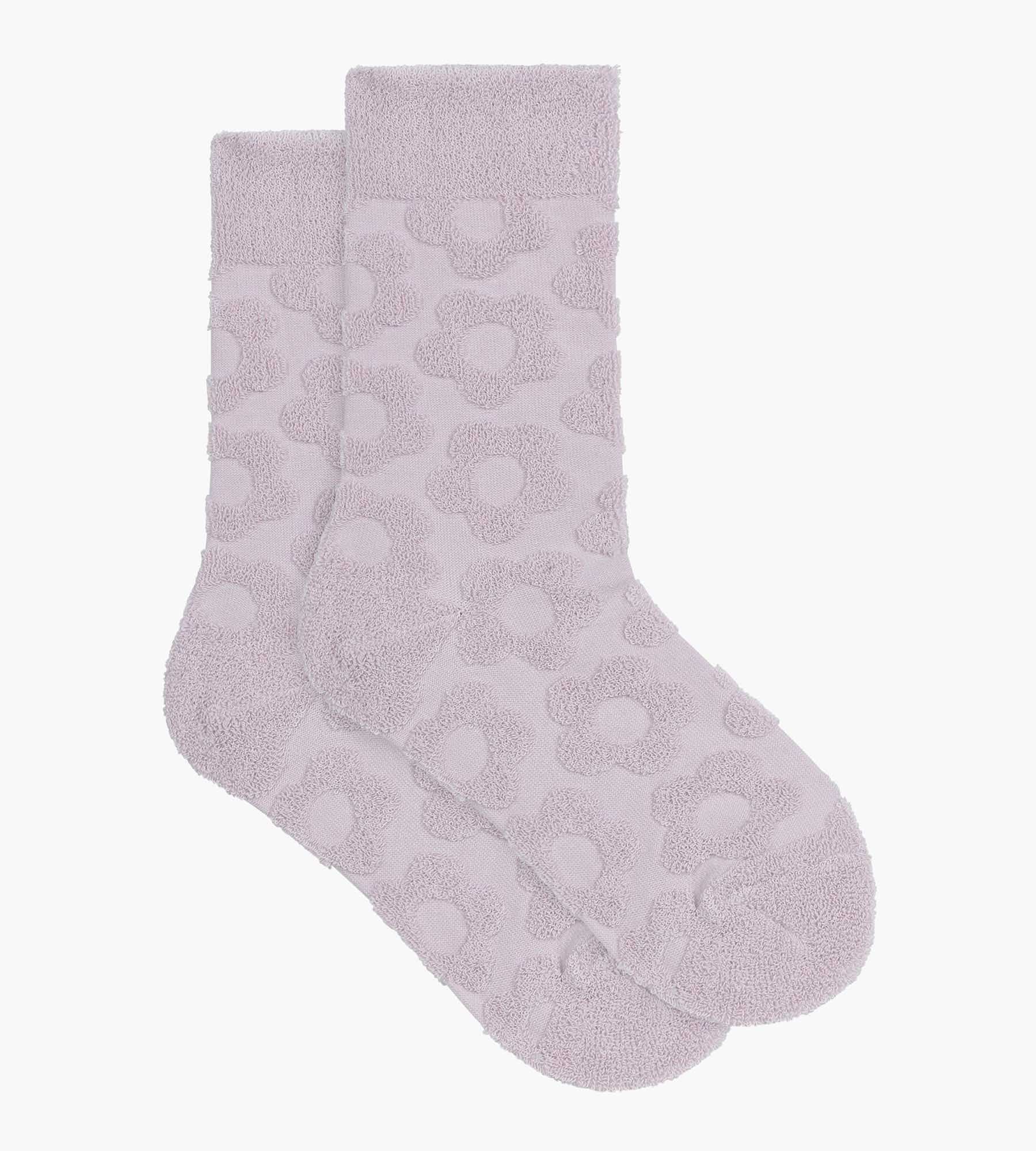 Chaussettes femme éponge parme à fleurs Dim Mode - Image 2