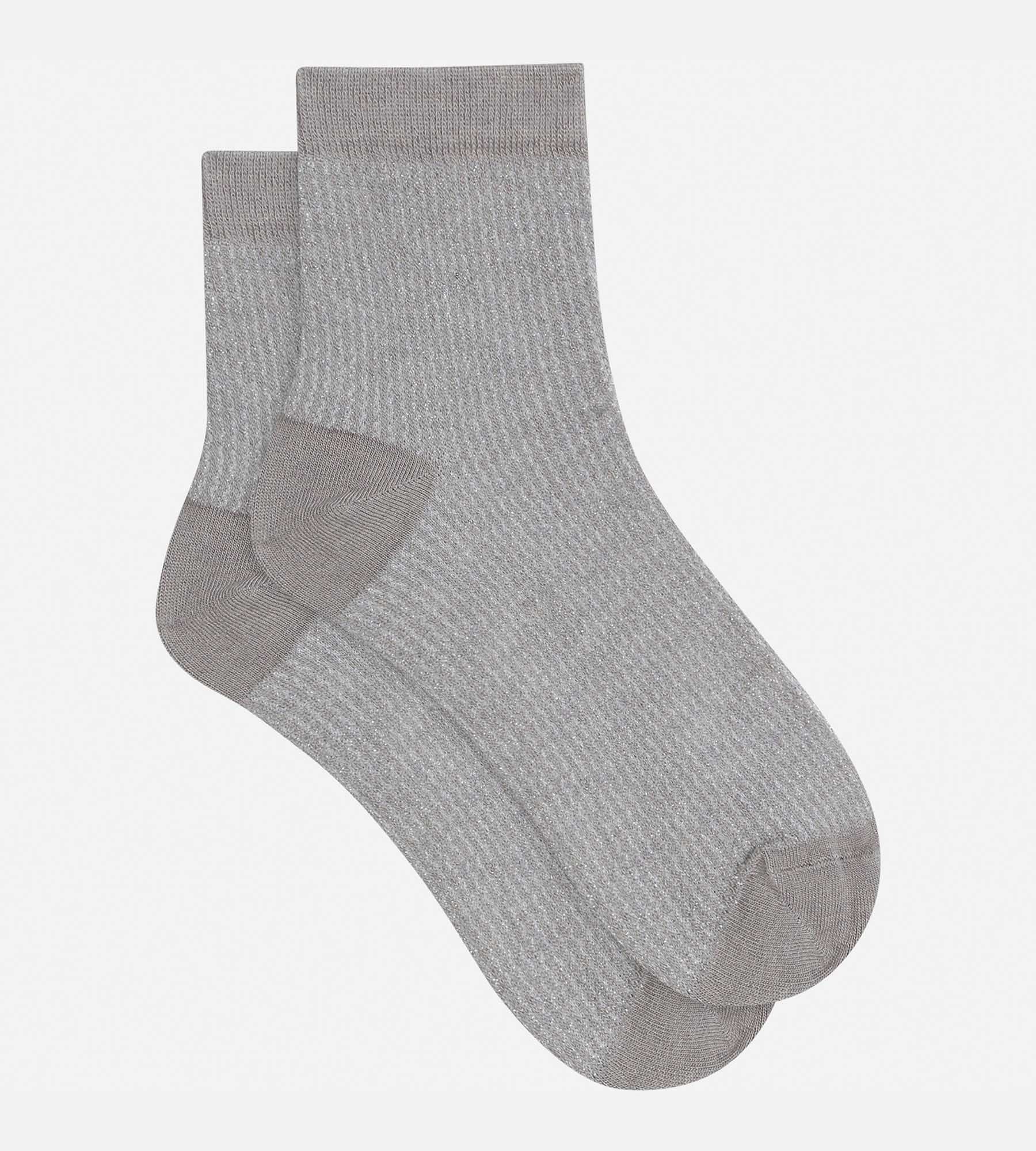 Chaussettes femme taupe et Lurex argent Dim Mode - Image 2