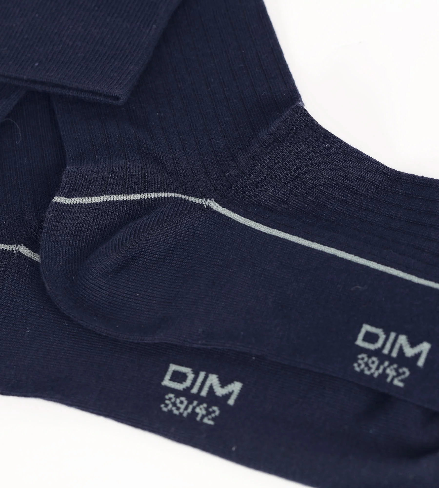 Chaussettes homme en coton côtelé Bleu Minuit à liseré coloré Dim Mode - Image 3