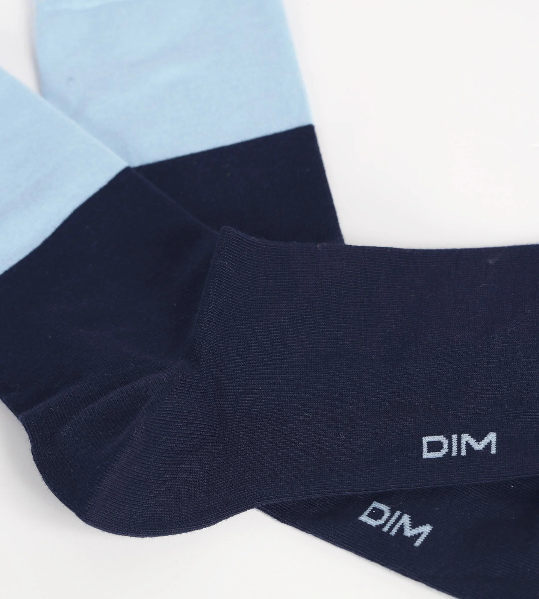 Chaussettes homme en coton effet colorblock Marine et Bleu Dim Mode - Image 3