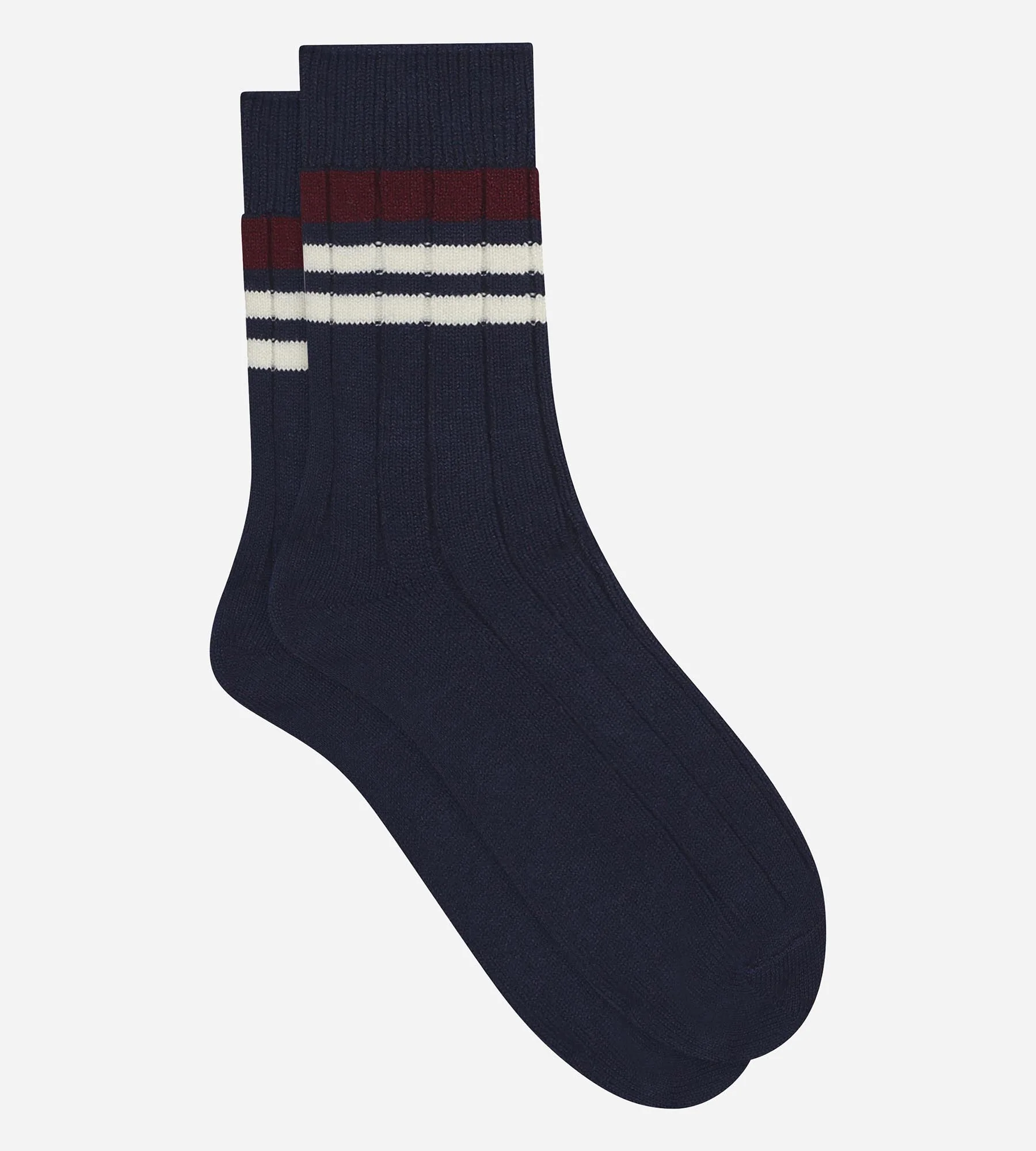 Chaussettes homme en maille côtelée à rayures Marine Dim Bambou - Image 2