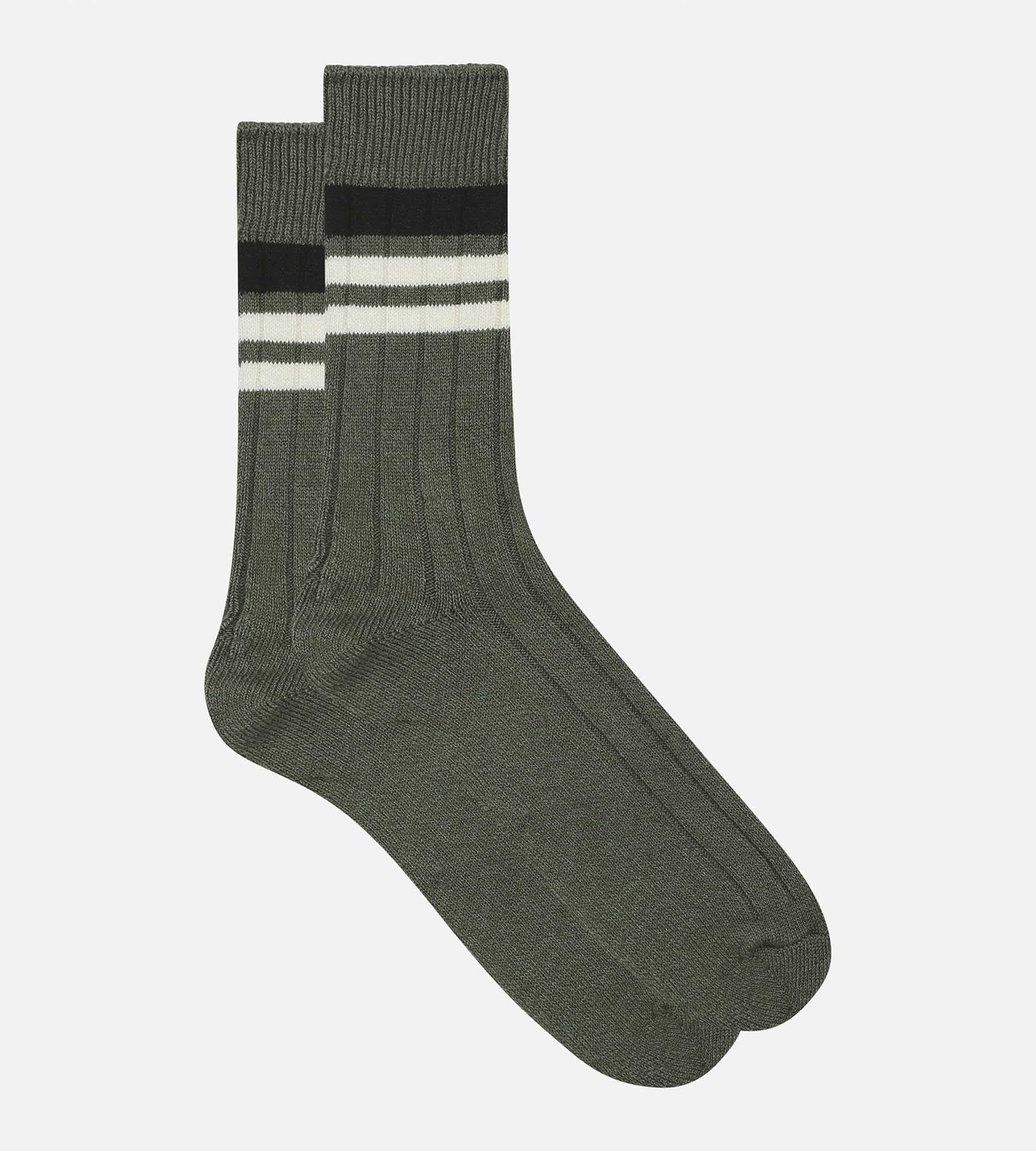 Chaussettes homme olive à rayures Bambou - Image 2