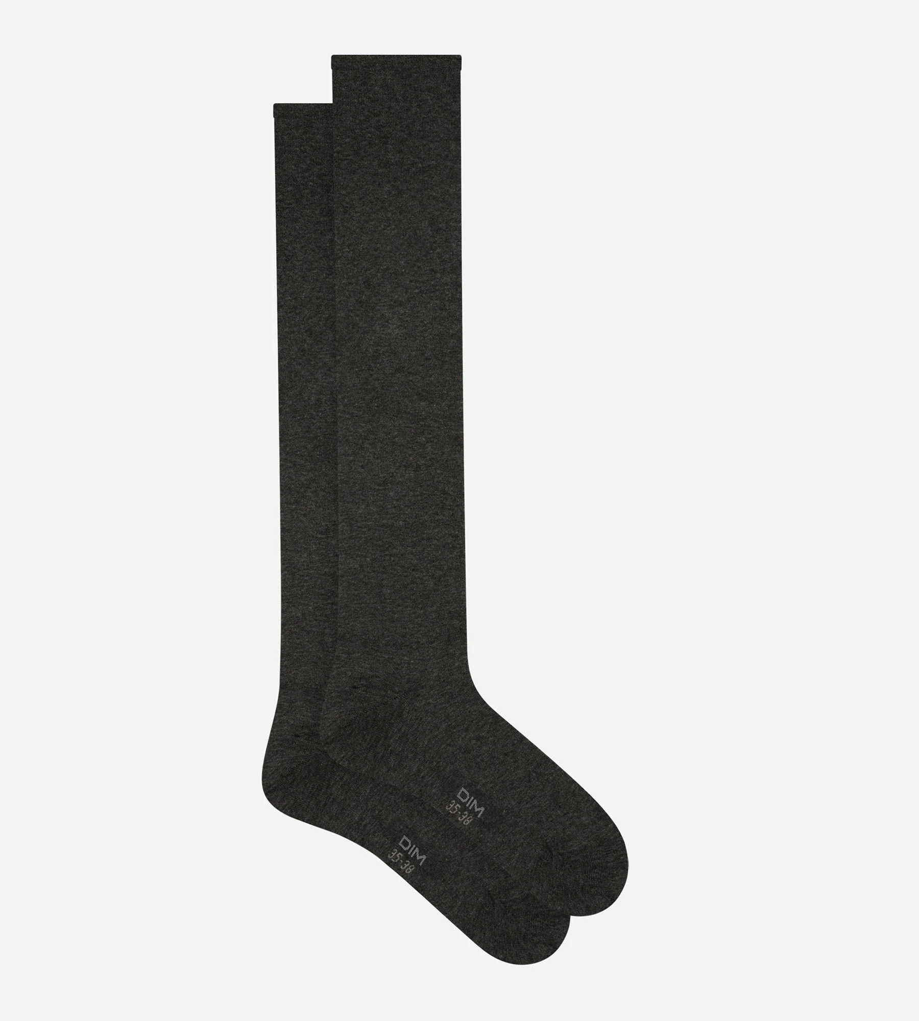 Chaussettes maxi hautes pour femme en coton Anthracite Chiné Dim - Image 2
