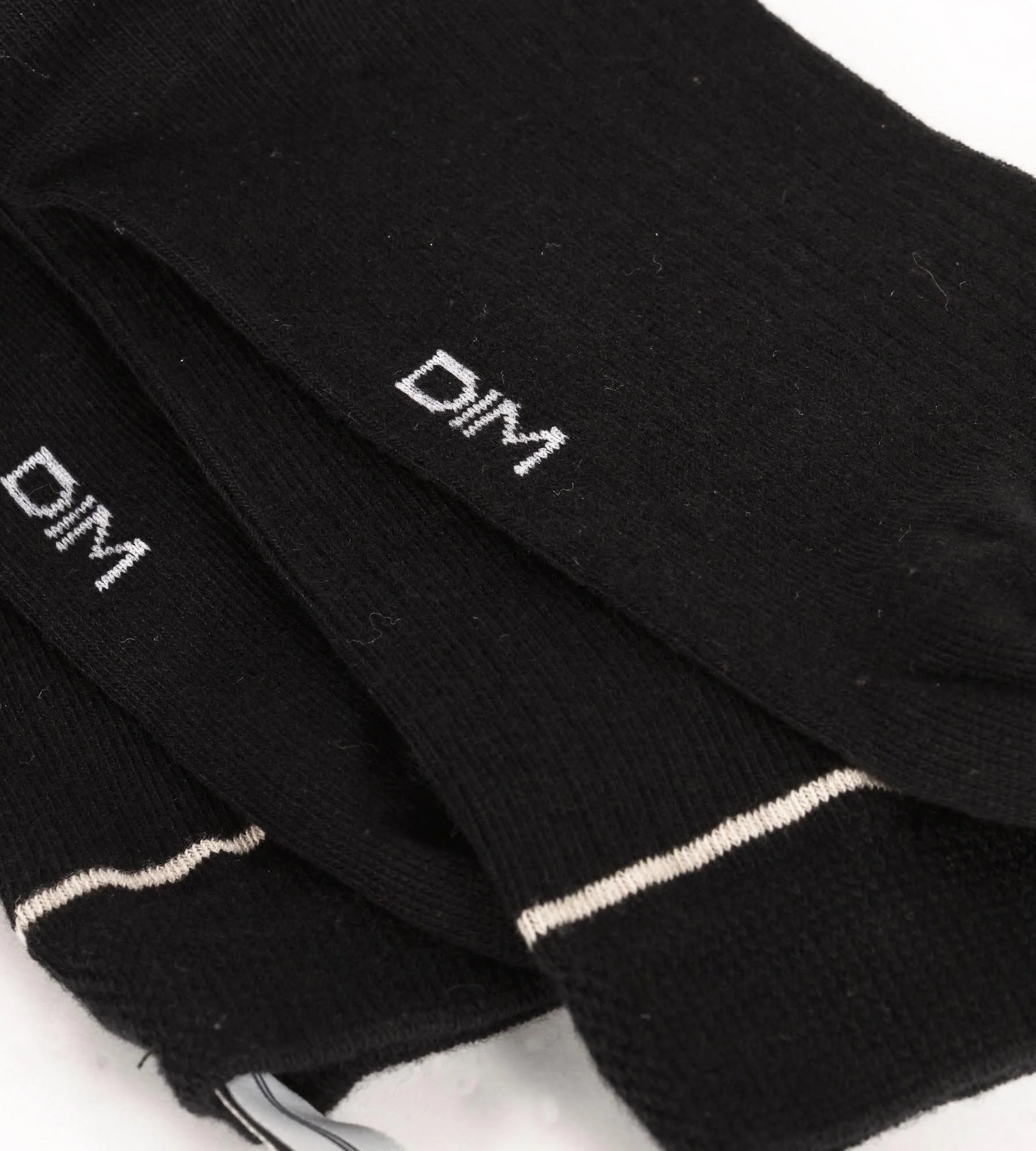 Chaussettes unisexe en coton côtelé Noir avec ligne Crème Dim Icons - Image 3