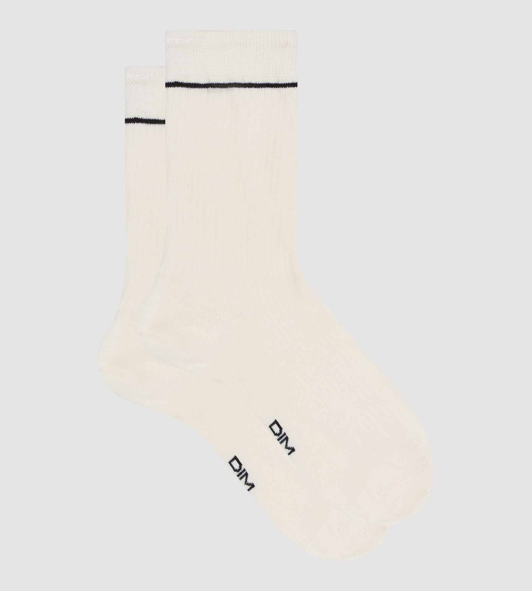 Chaussettes unisexes en coton modal côtelé Crème Dim Icons - Image 3