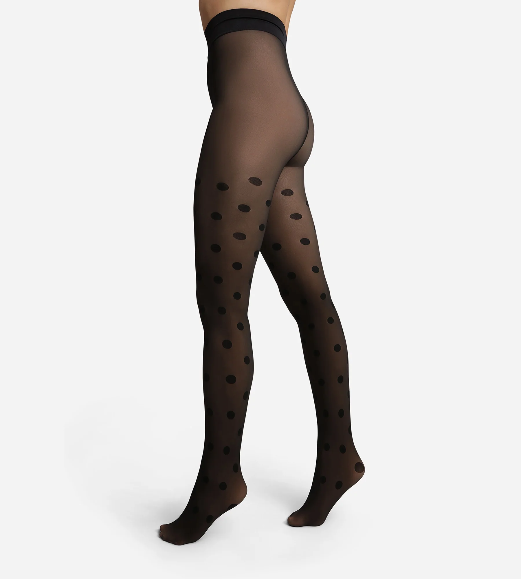 Collant chaud effet transparent noir à Pois Thermo - Image 4