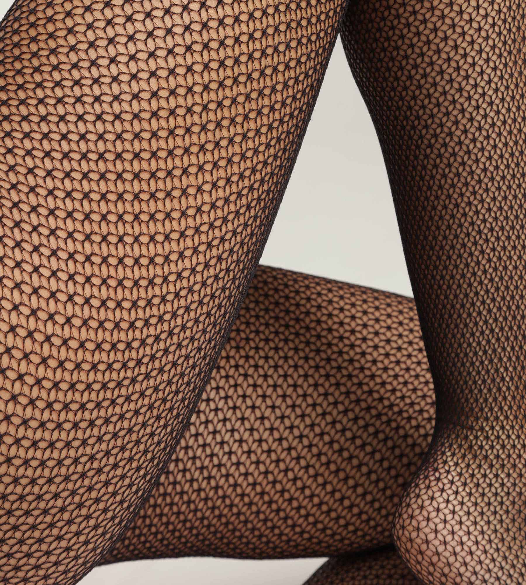 Collant femme en dentelle géométrique Noir Dim Style - Image 3
