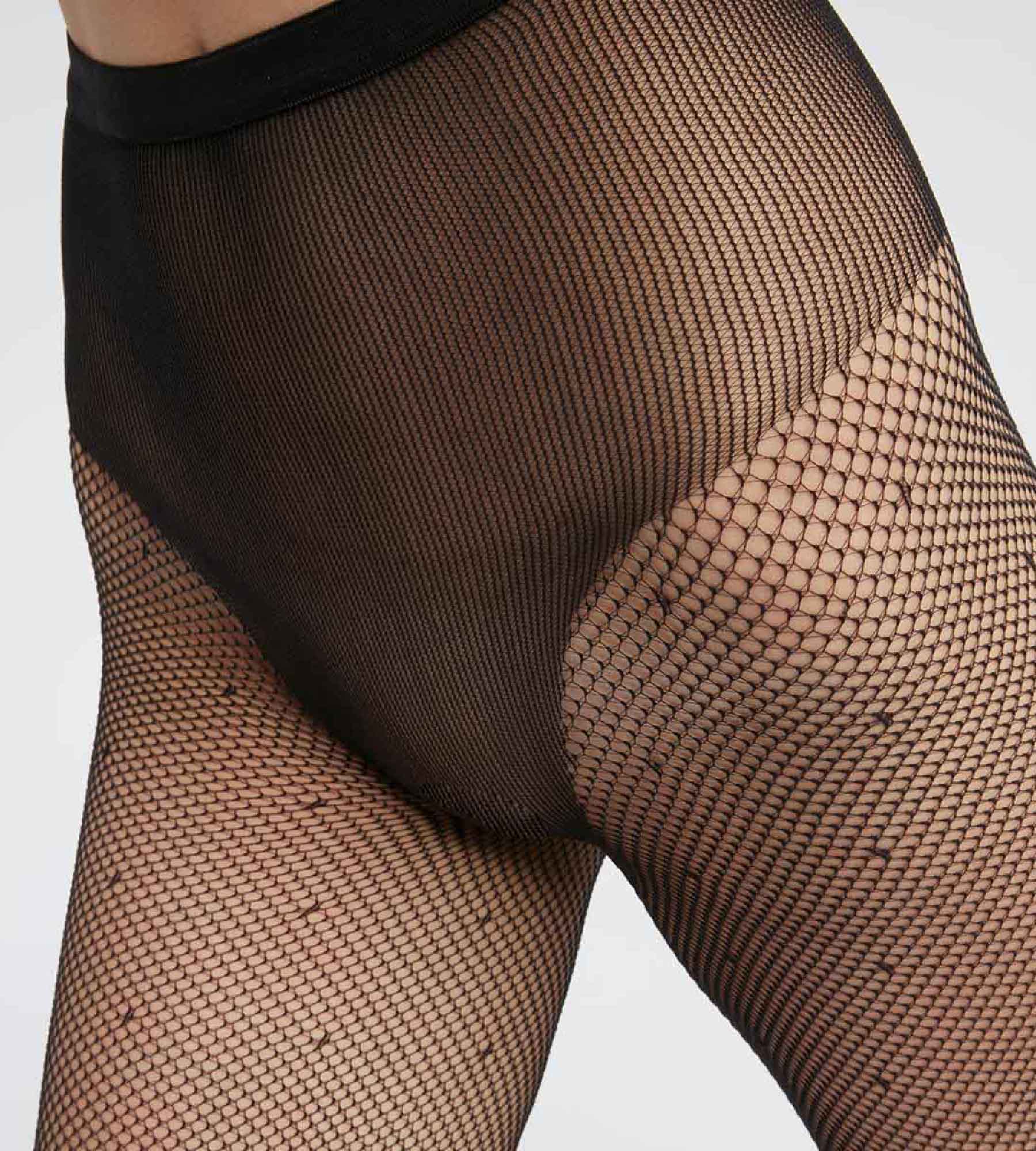 Collant femme en voile et pois à échancrure sexy Noir Dim Style - Image 3
