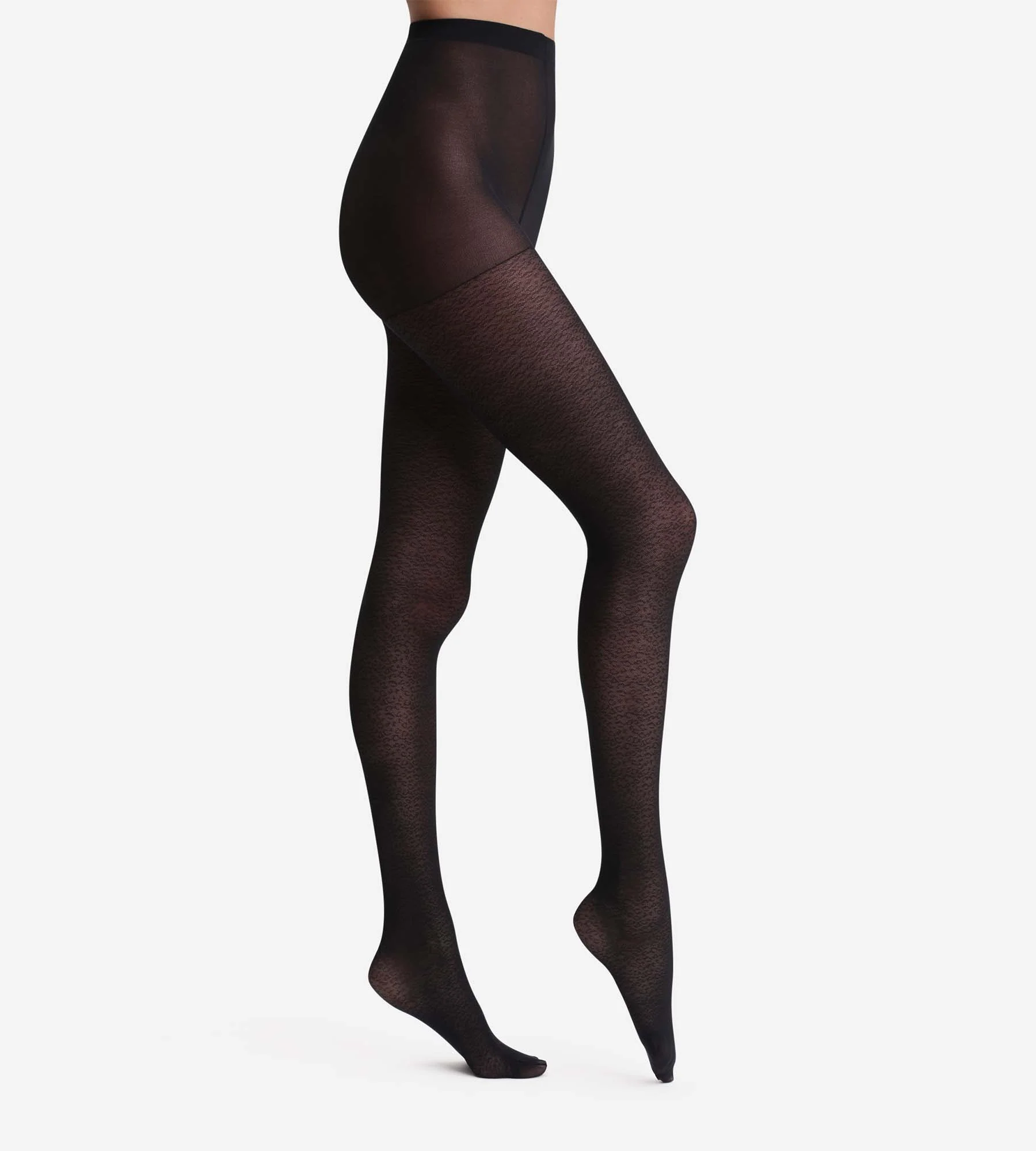 Collant noir à motif léopard Dim Style