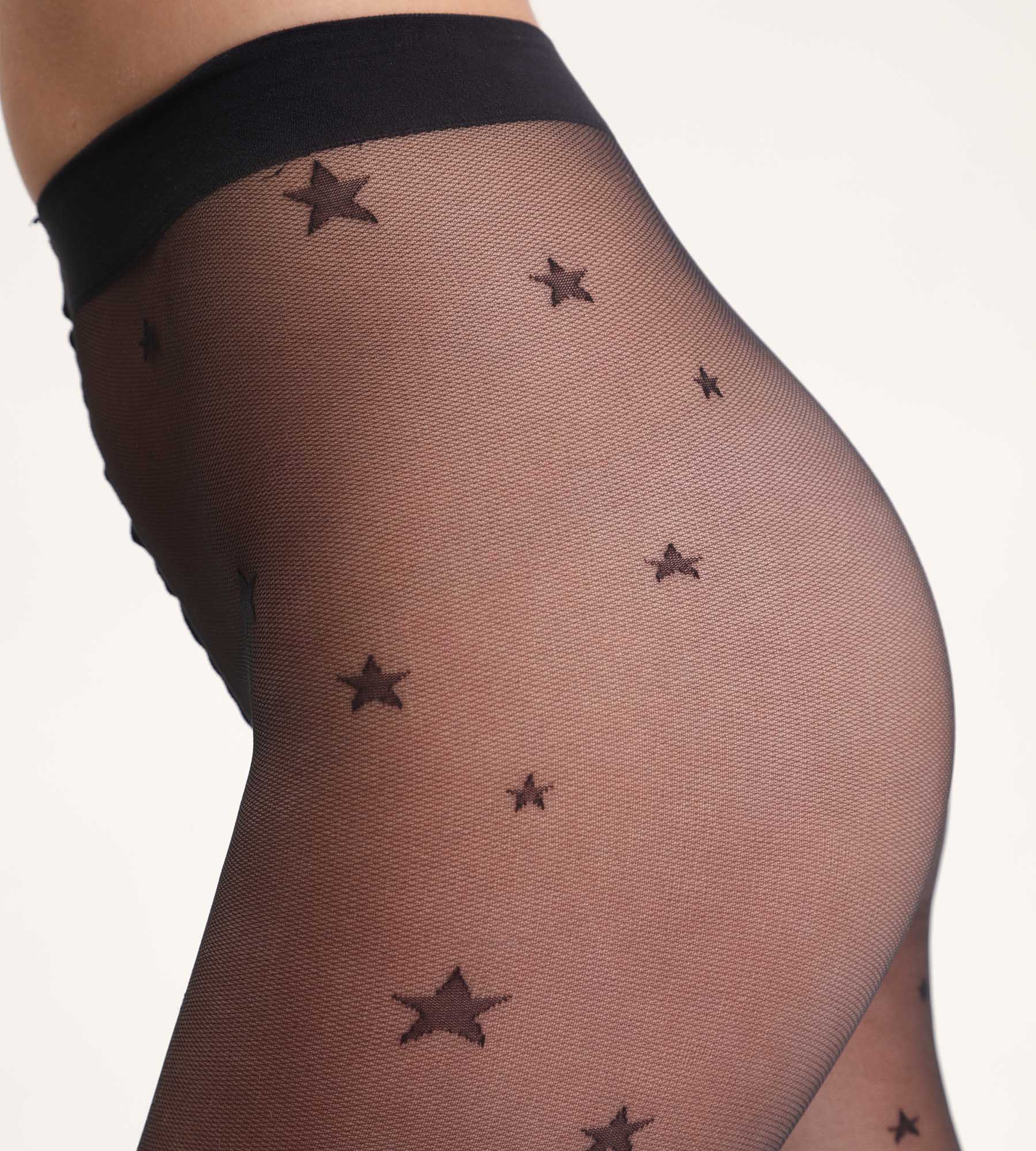 Collant transparent noir à motif Etoile Dim Style