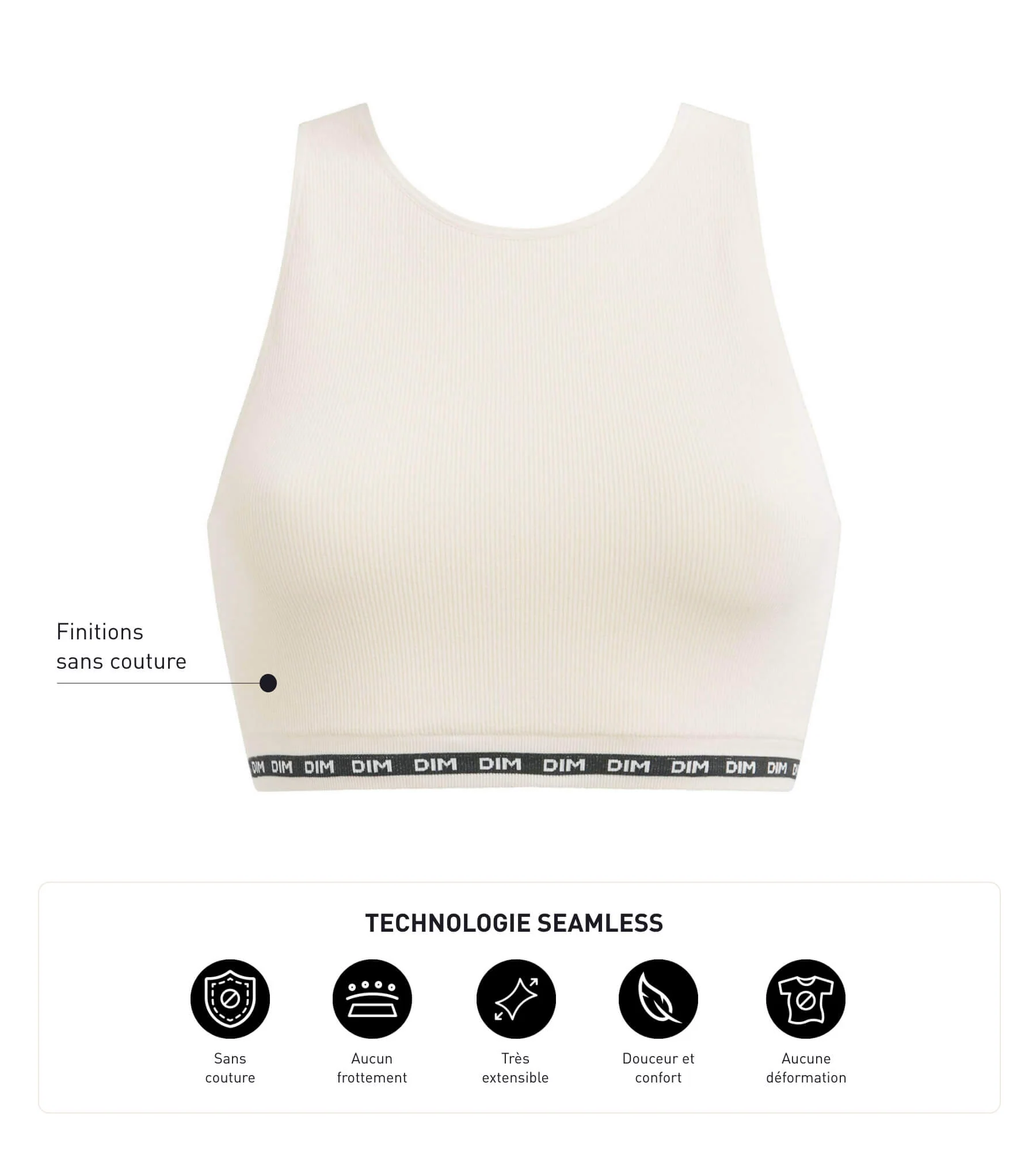 Crop top en microfibre côtelée sans couture Beige Dim Icons Seamless - Image 5