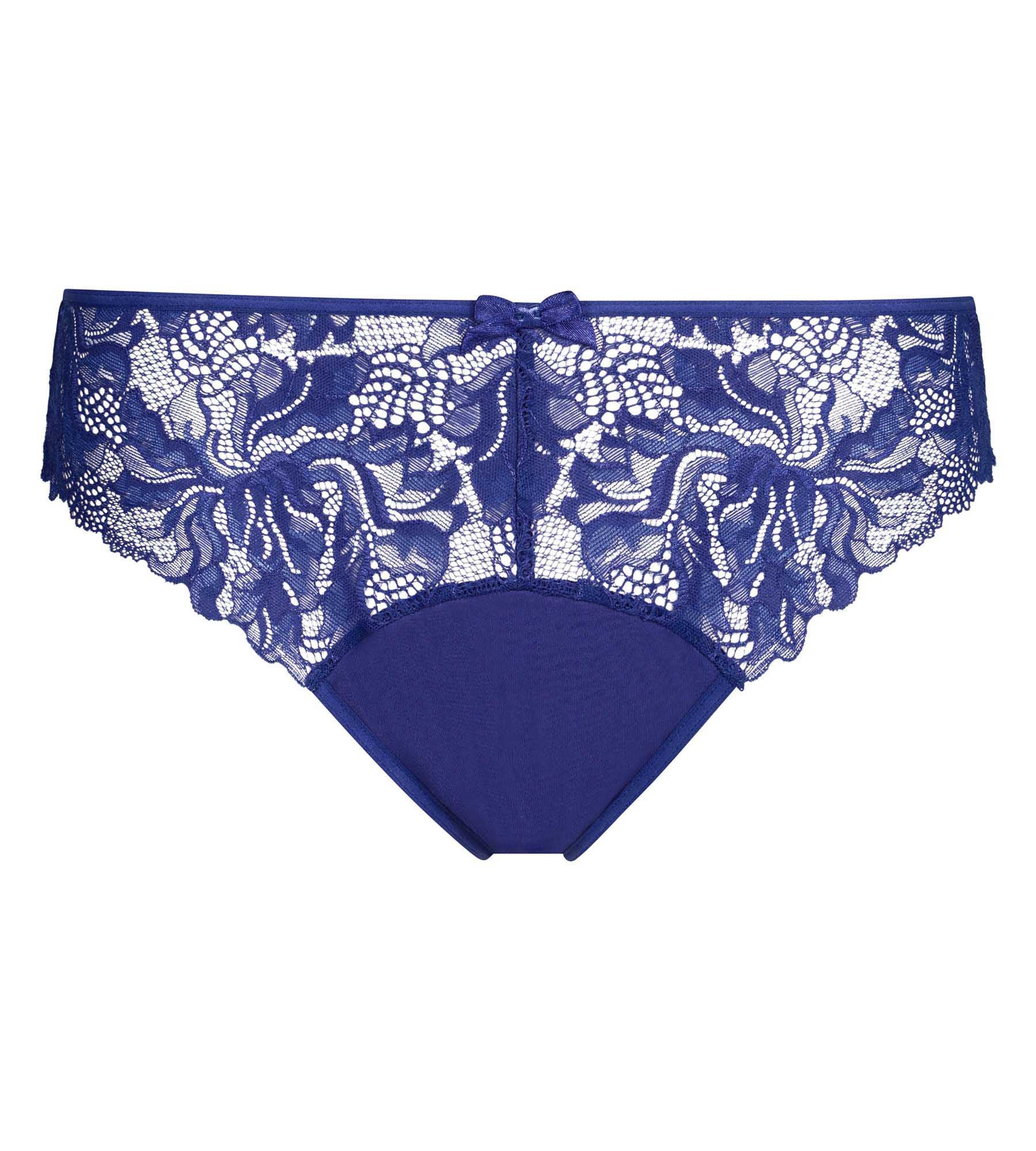 Culotte femme bleue en microfibre et dentelle Generous Essentiel - Image 5