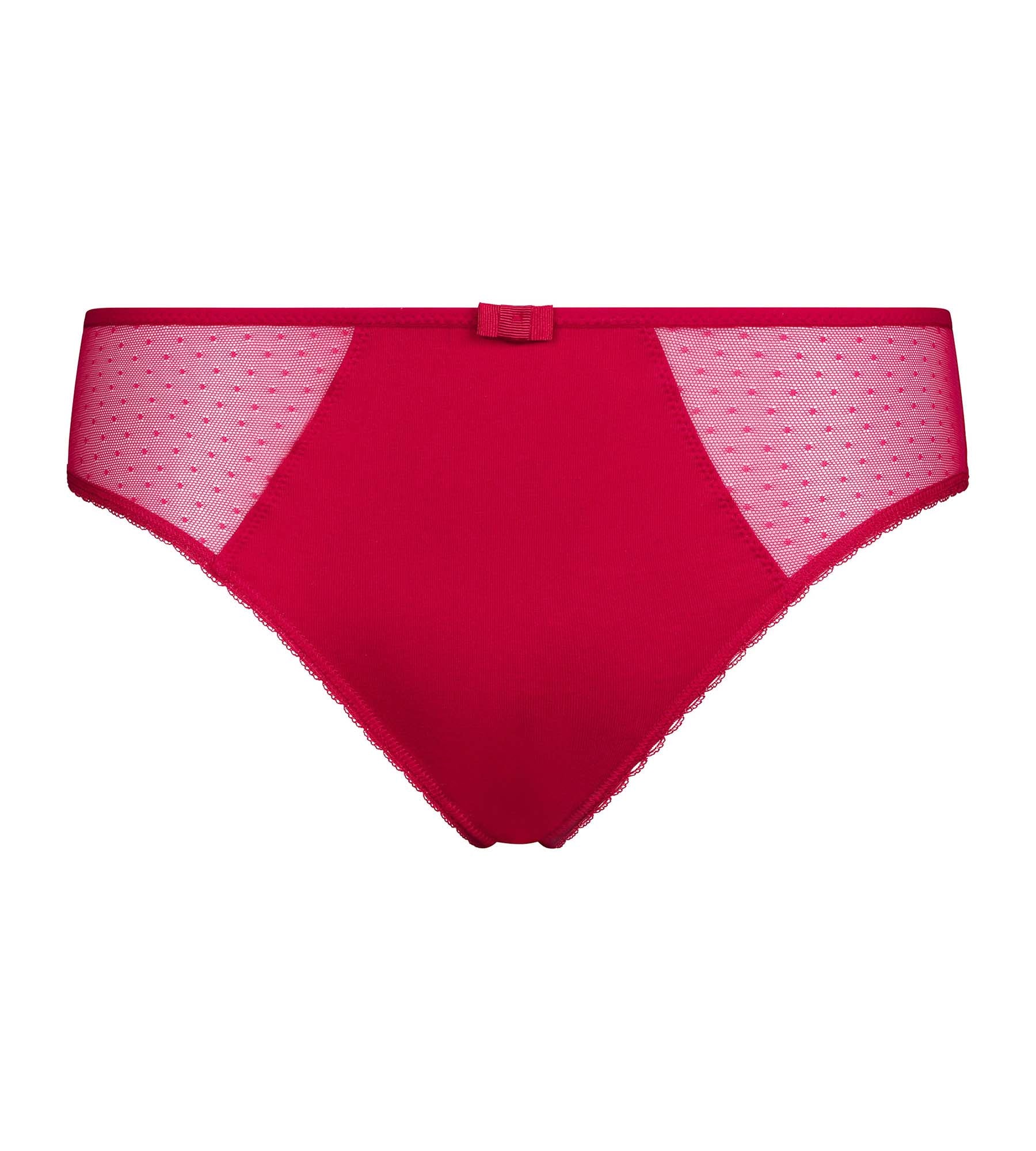 Culotte femme en coton bio et tulle plumetis Rouge Cerise Generous Dim - Image 5