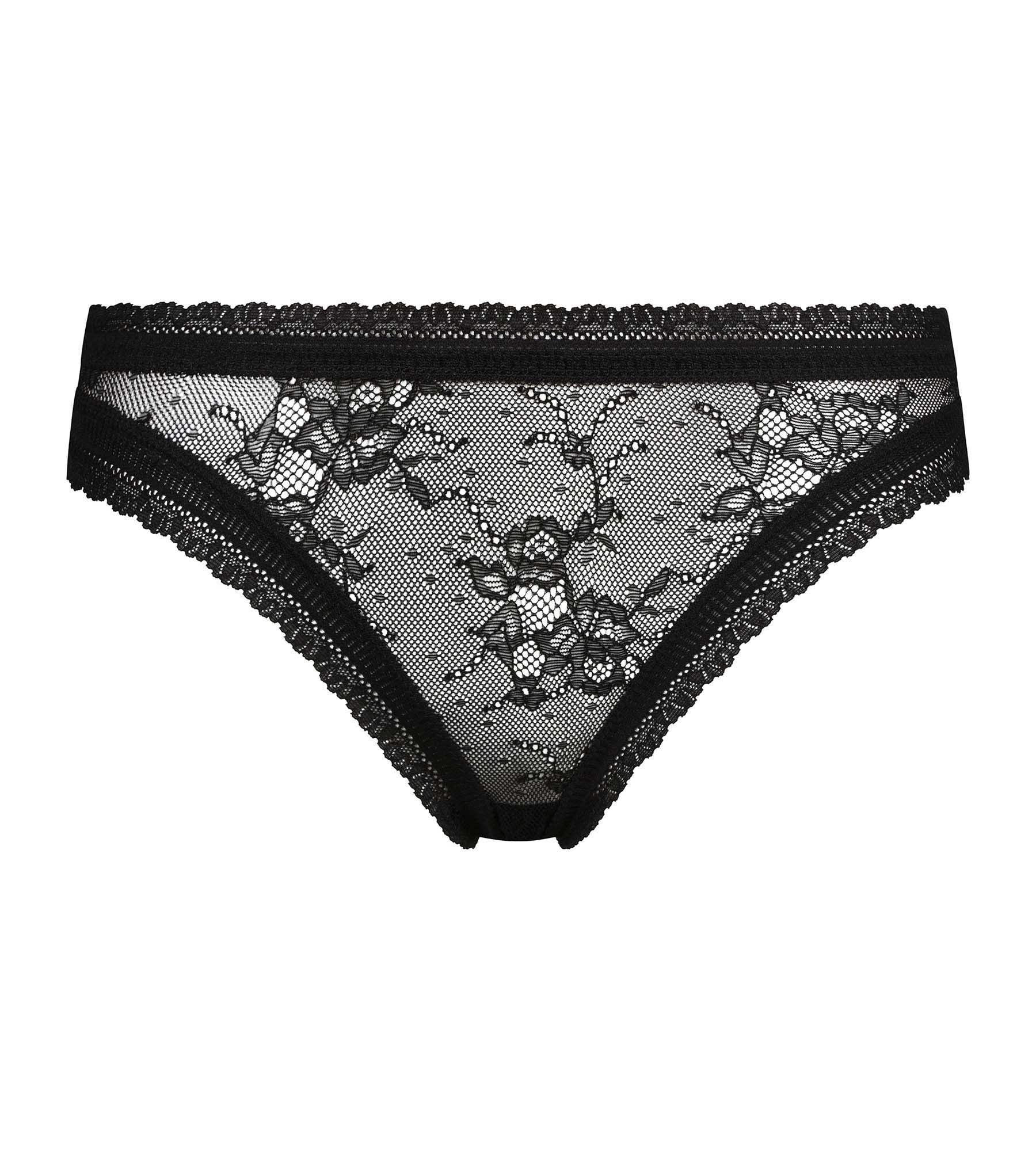 Culotte femme en dentelle florale Noire Dim Romance - Image 5
