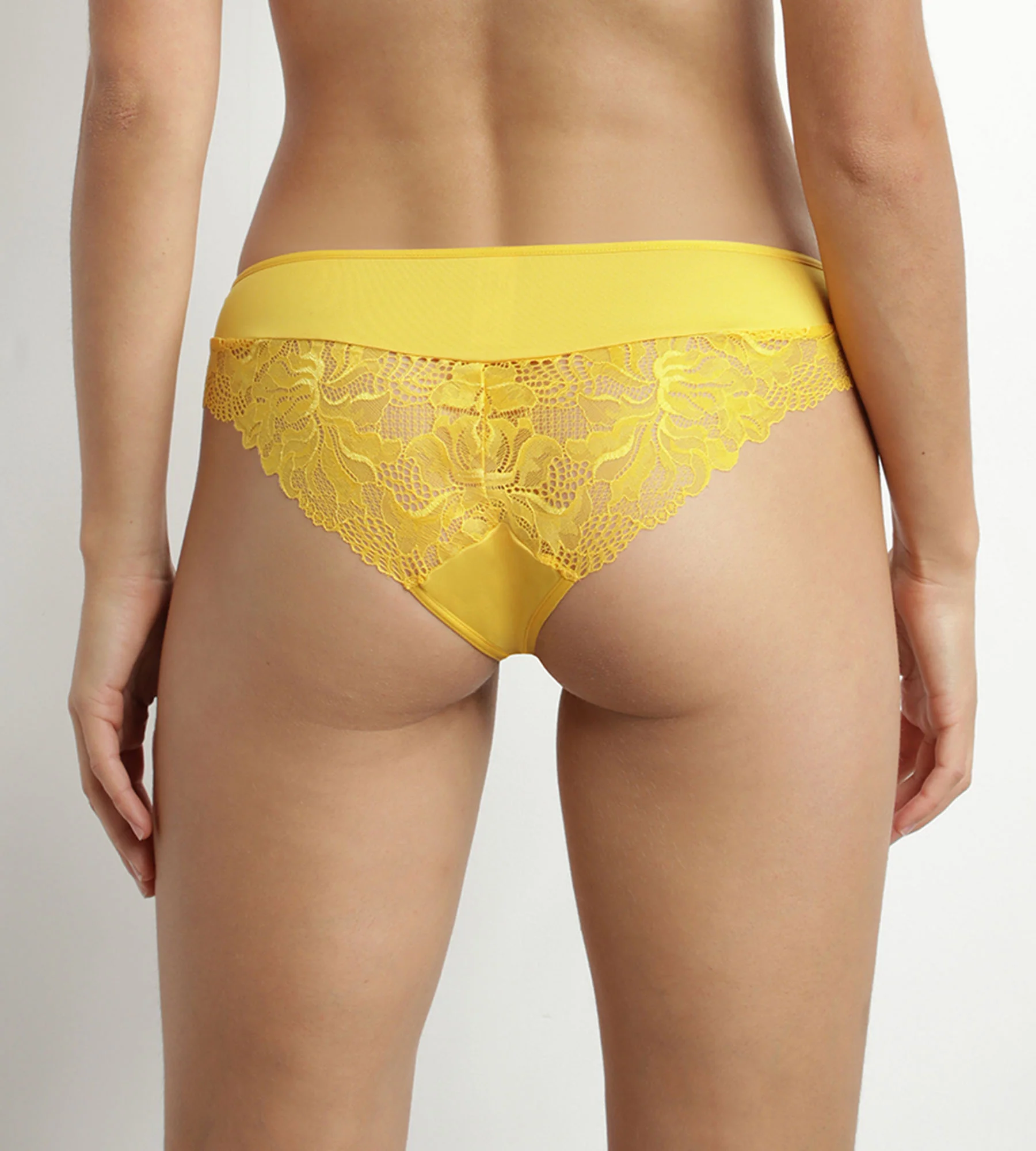 Culotte femme microfibre et dentelle Jaune Dim Generous Essentiel - Image 2