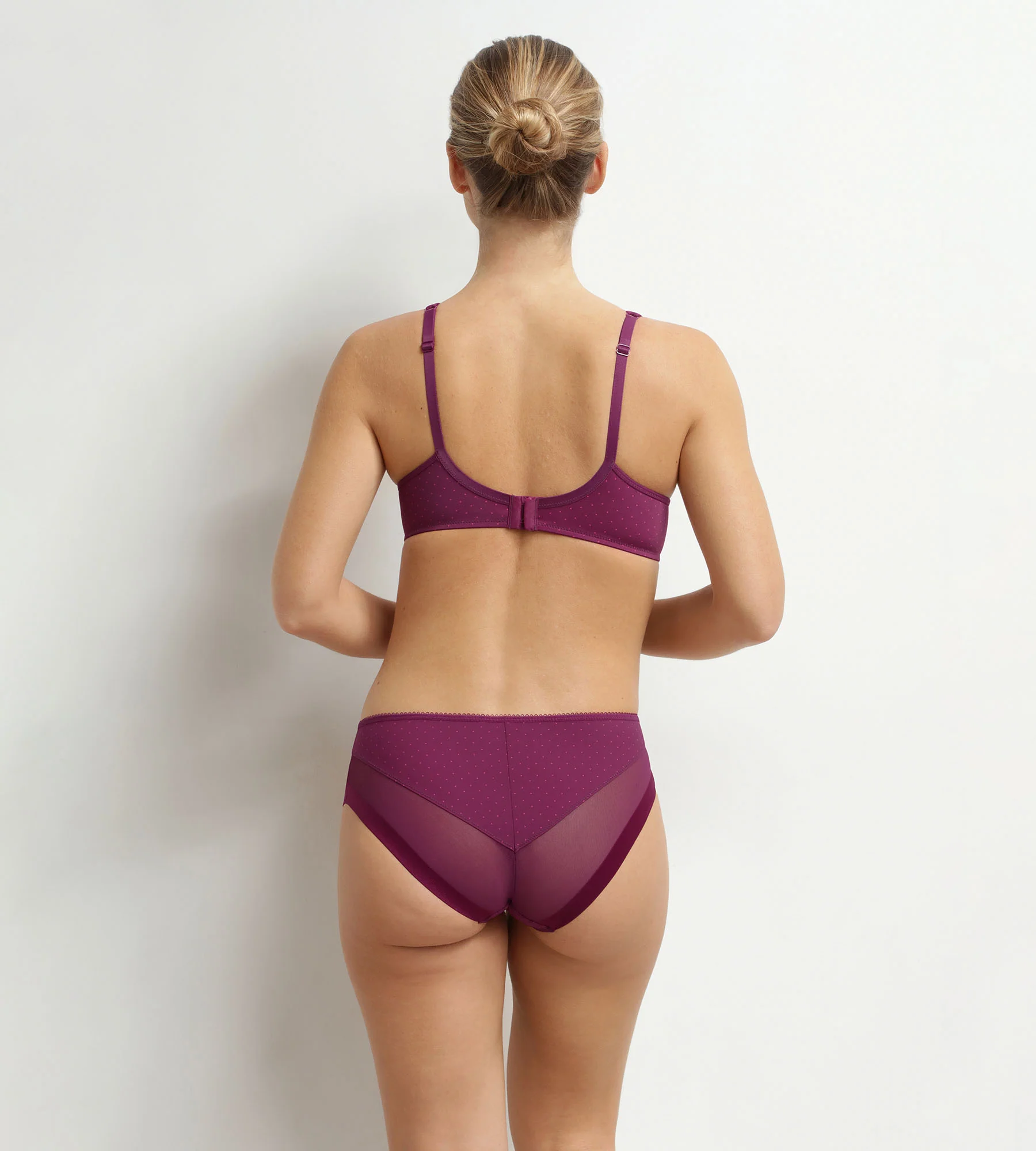 Culotte femme microfibre et tulle pois bordeaux Dim Generous - Image 4