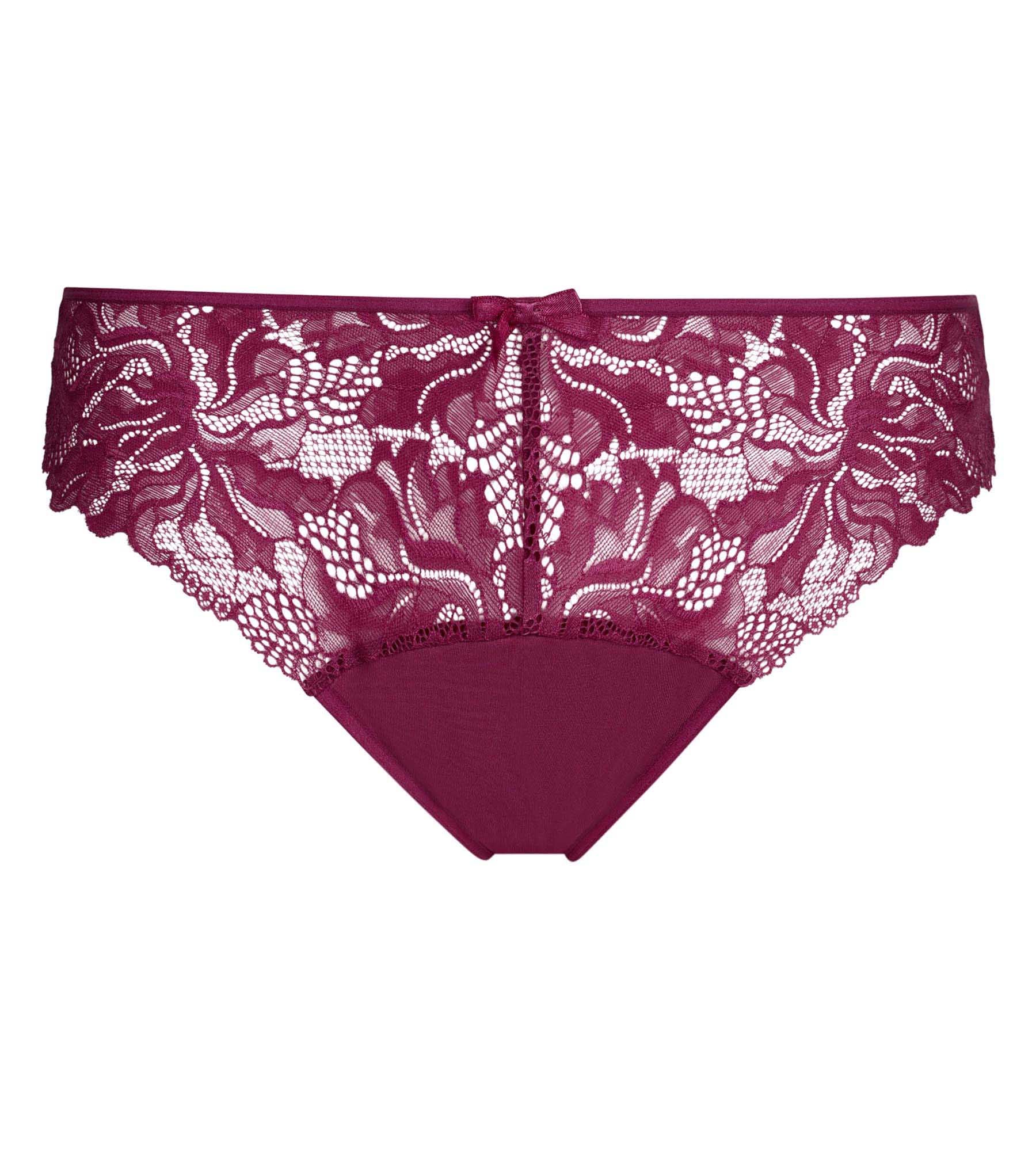 Culotte femme rouge en microfibre et dentelle Generous Essentiel - Image 5