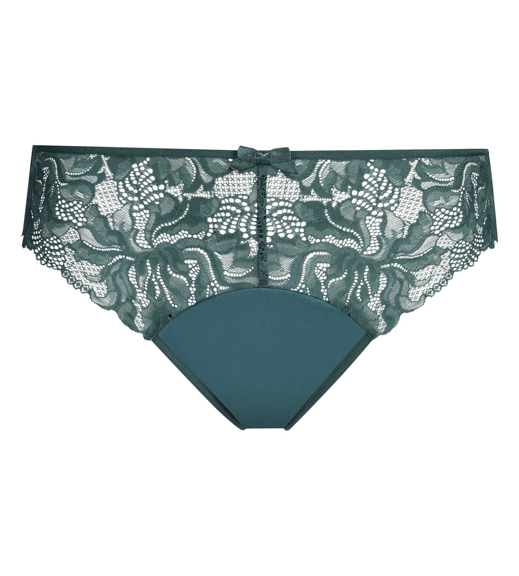 Culotte femme verte en microfibre et dentelle Generous Essentiel - Image 5