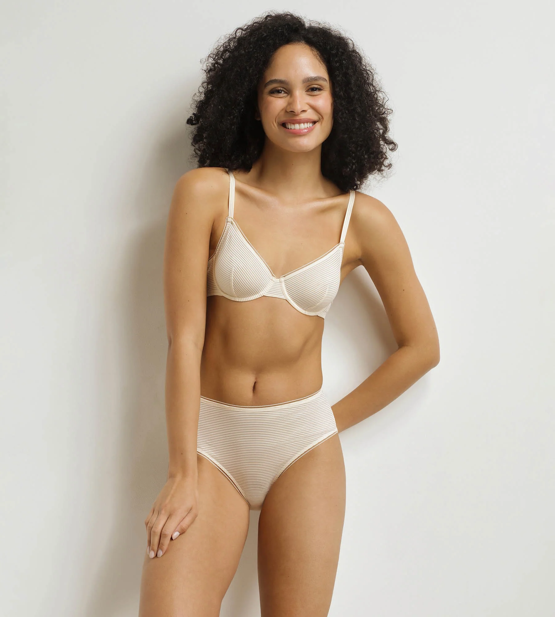 Culotte haute femme à rayures Beige Dim x Ines de La Fressange - Image 3