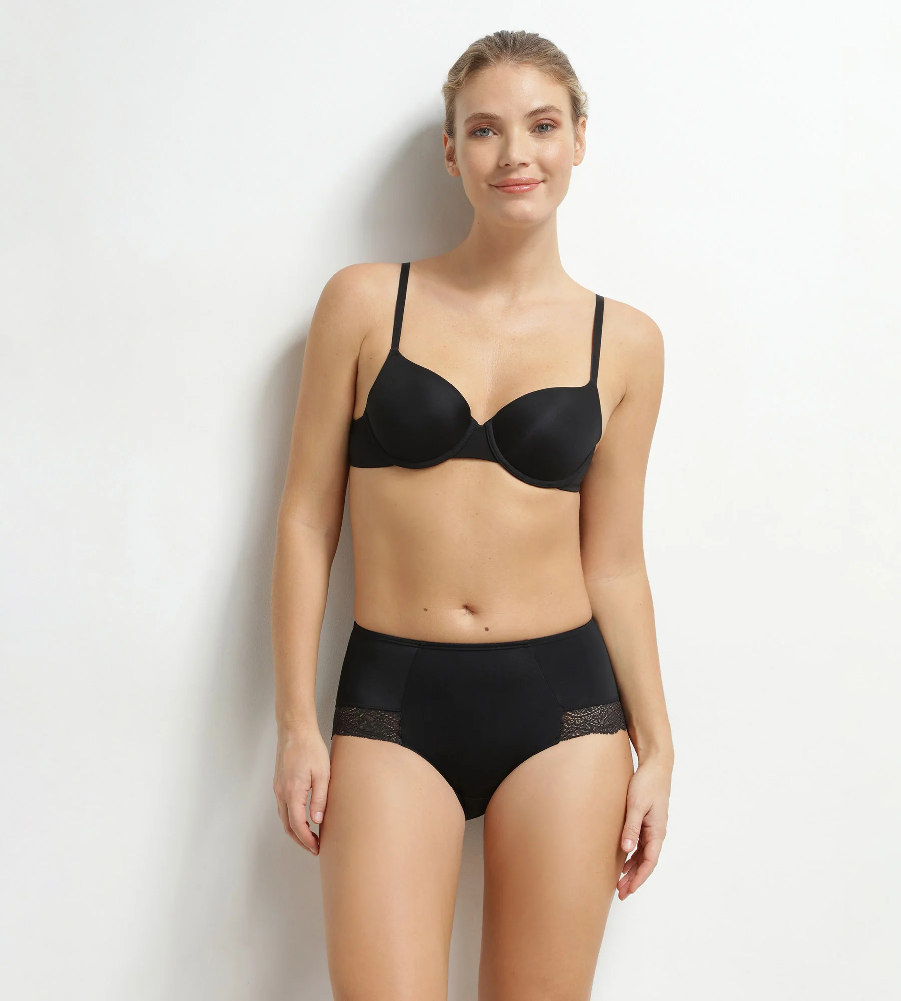 Culotte haute ventre plat en dentelle noire Dim Silhouette Essentiel - Image 3