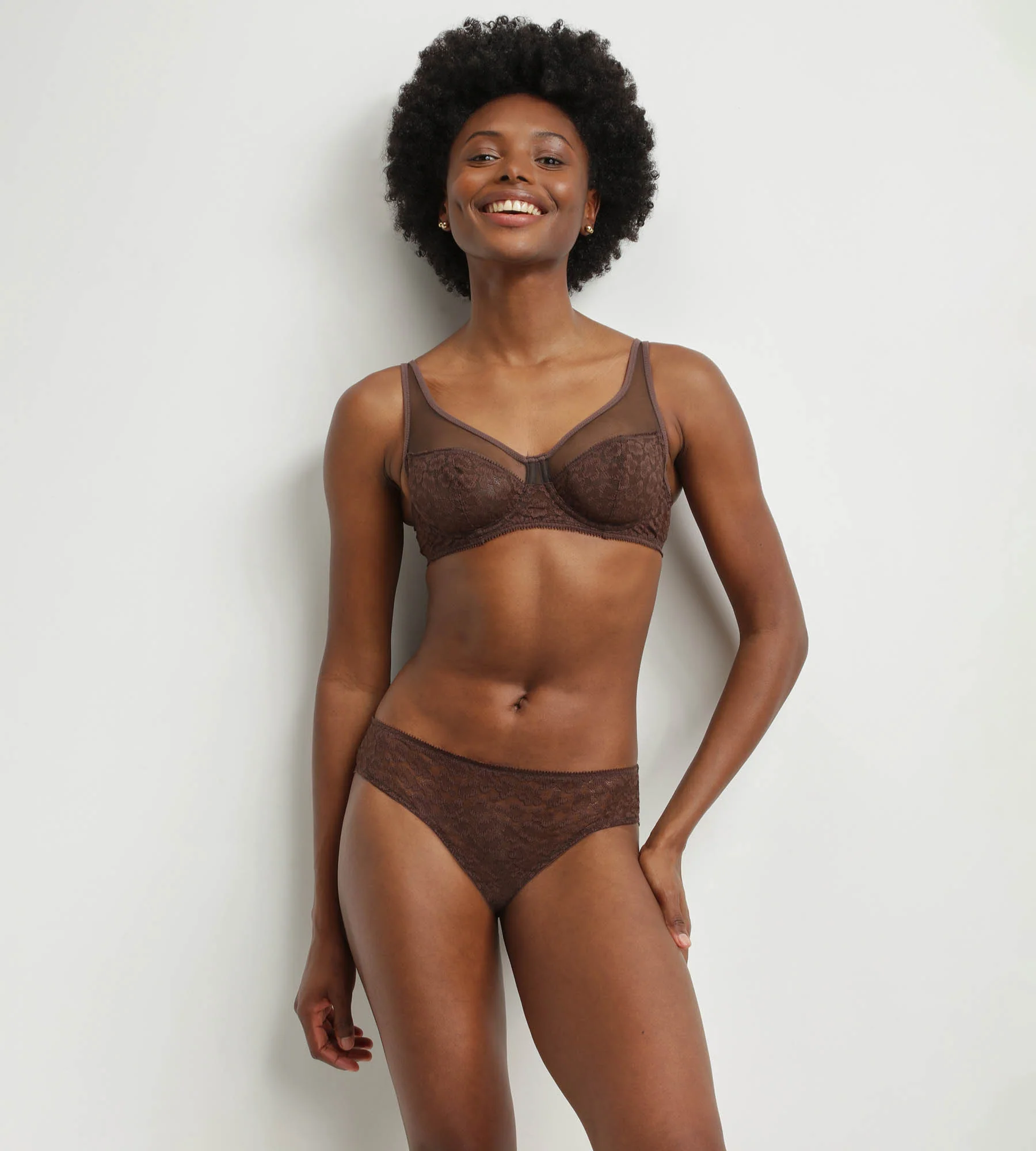 Culotte midi en dentelle léopard Chocolat Dim Generous Édition Limitée - Image 3