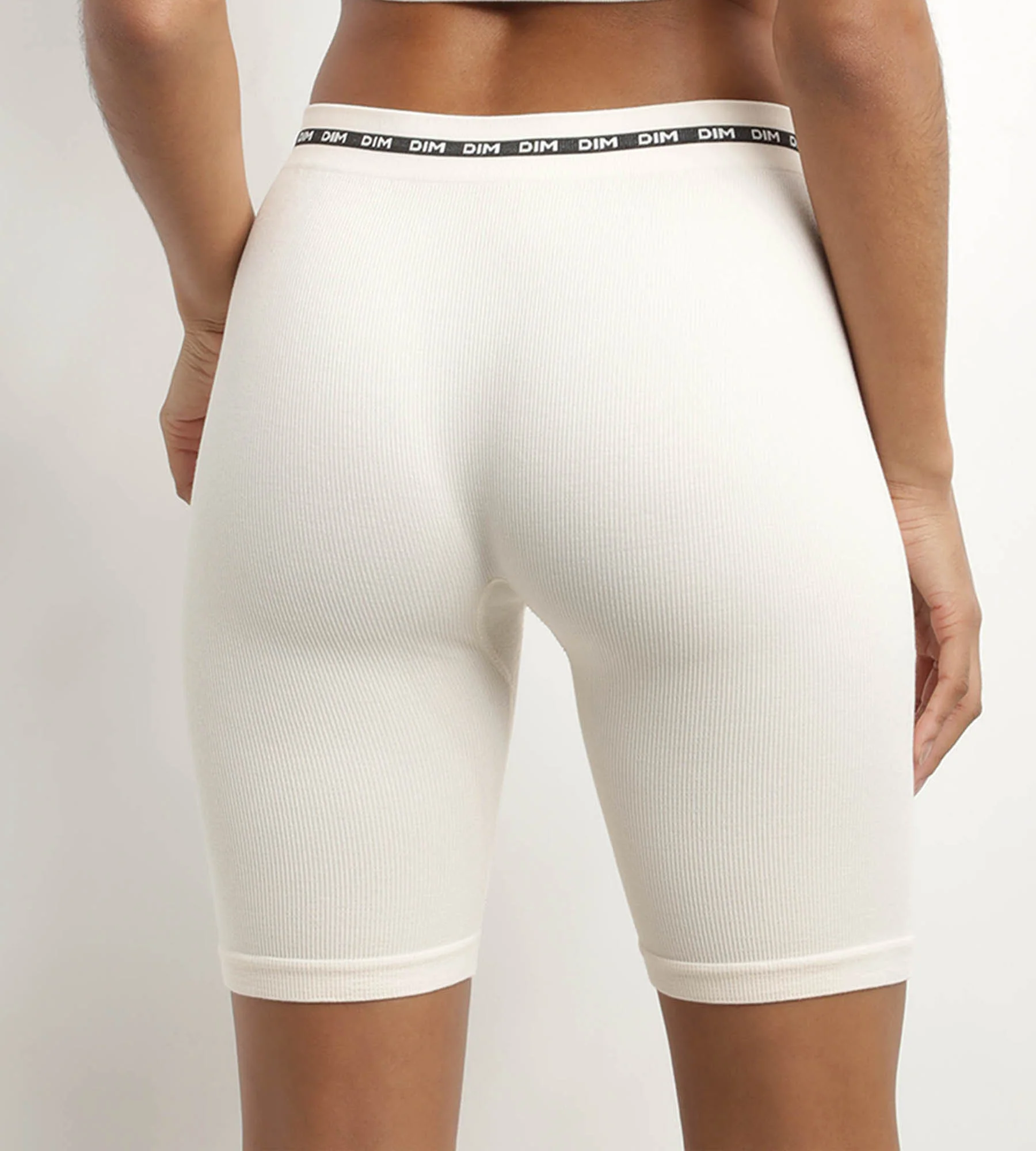 Cycliste femme en modal polyamide côtelée Beige Ivoire Dim Icons Seamless - Image 2