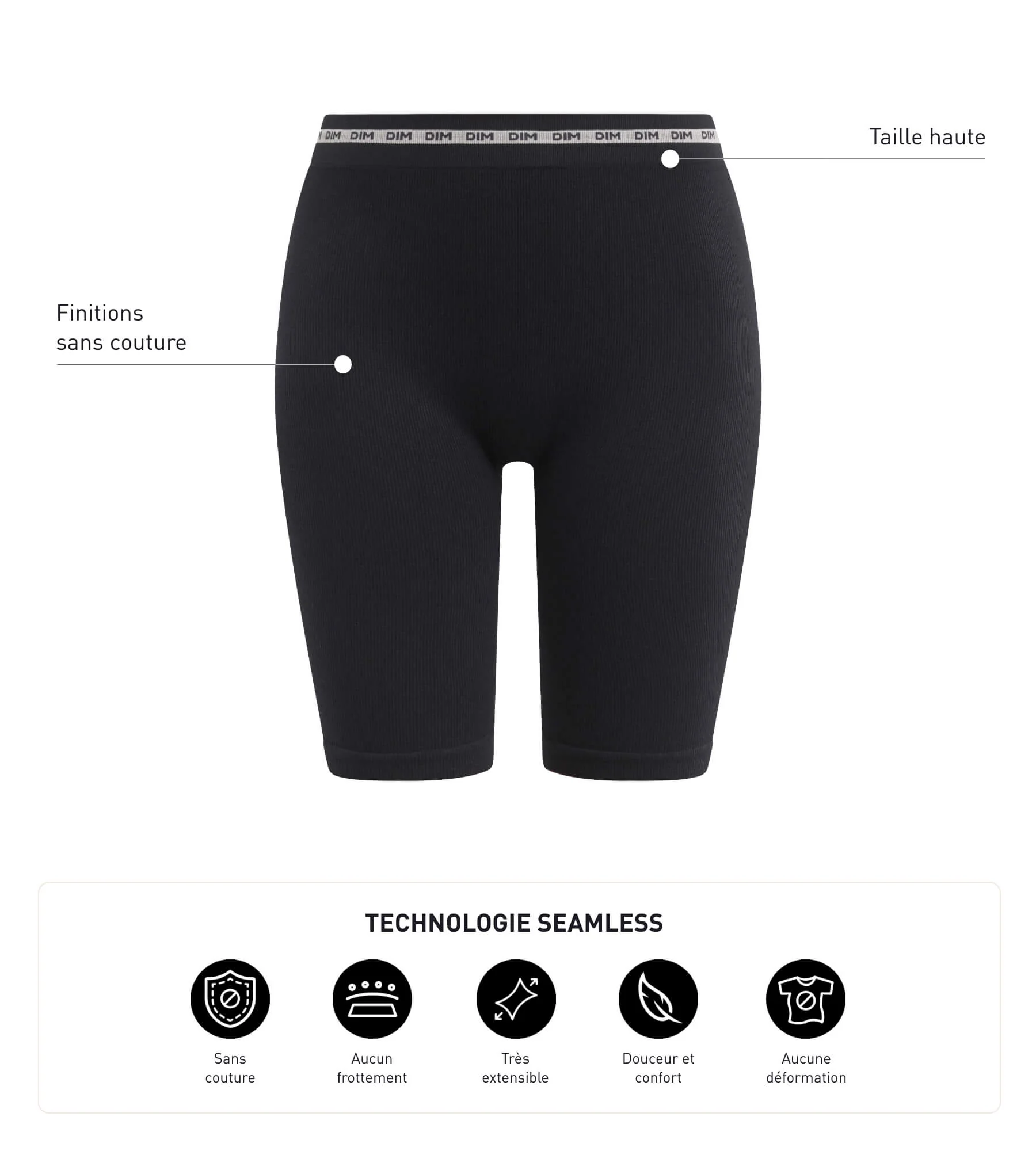 Cycliste femme en modal polyamide côtelée Noir Dim Icons Seamless - Image 5