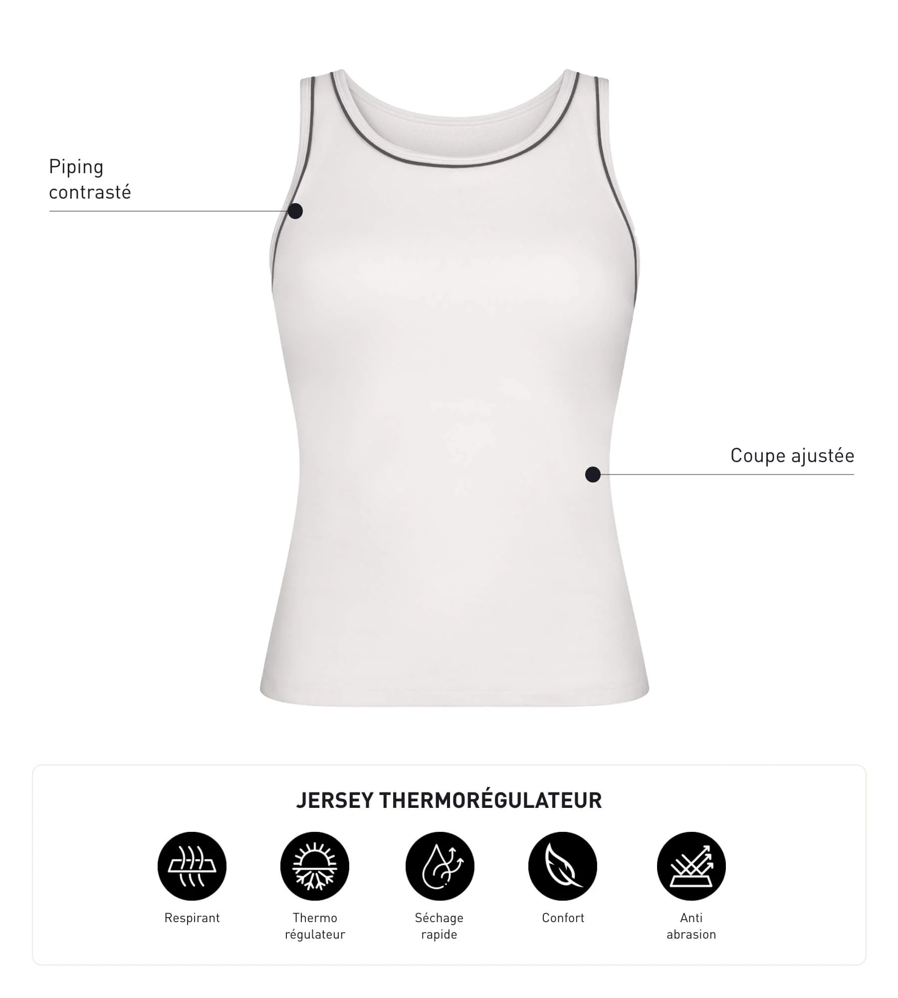 Débardeur de sport femme thermorégulateur en jersey Ecru Dim Move - Image 5