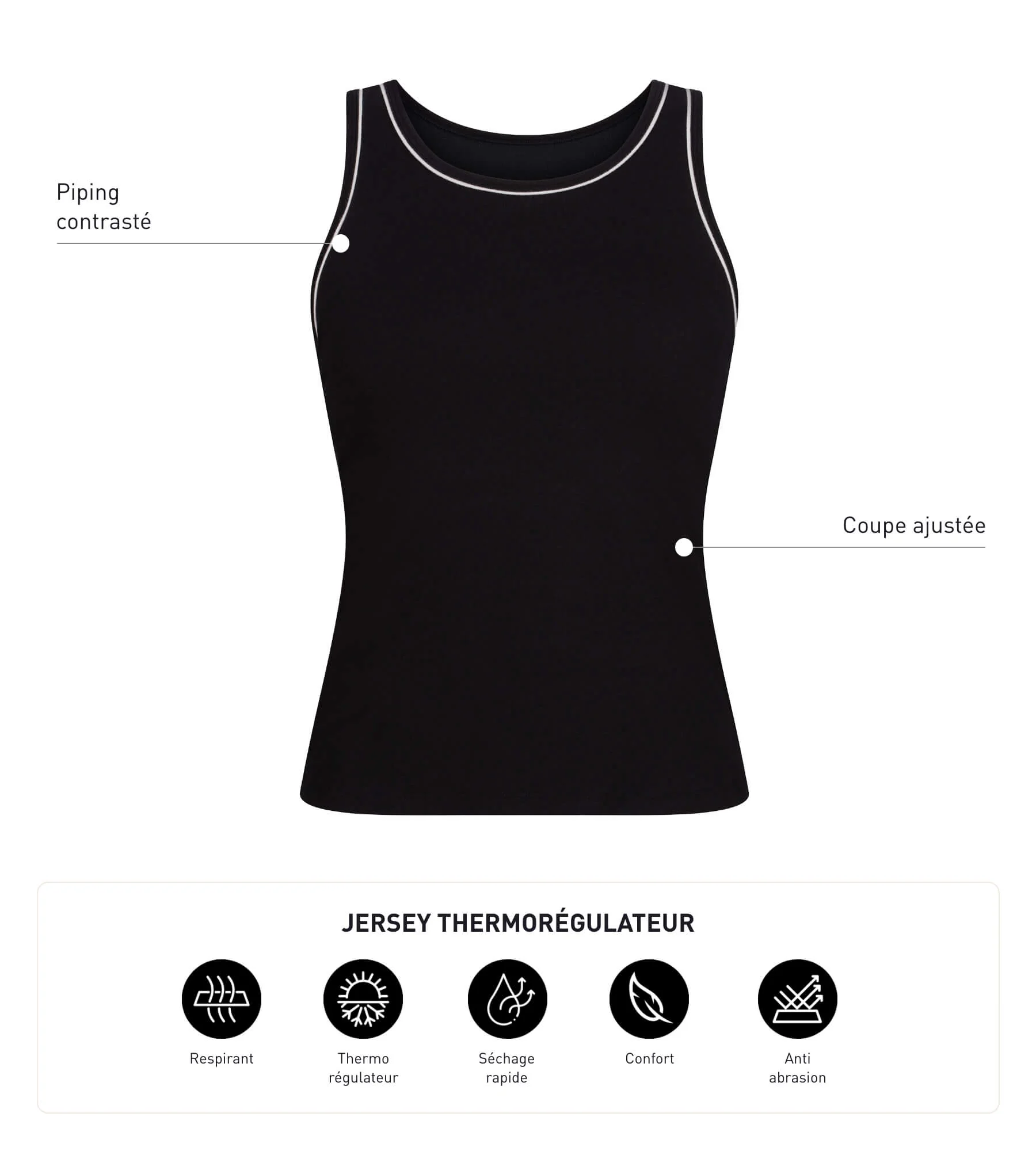 Débardeur de sport femme thermorégulateur en jersey Noir Dim Move - Image 5