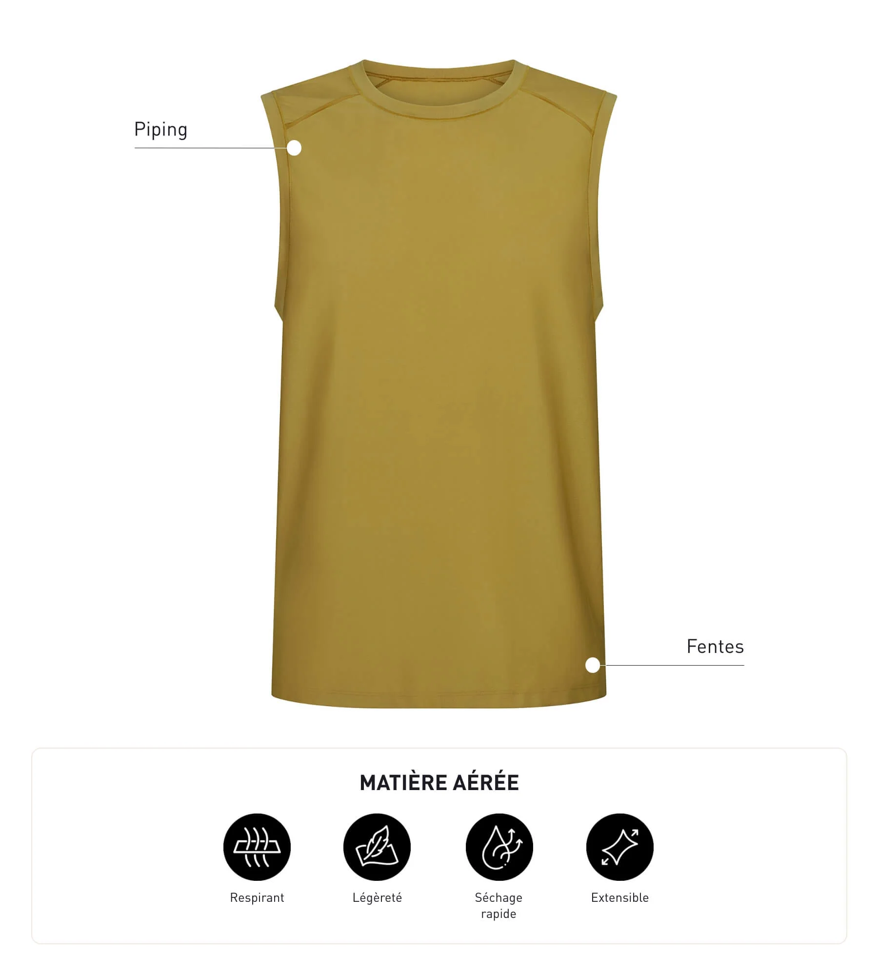 Débardeur de sport homme en matière aérée Olive Dim Move - Image 5