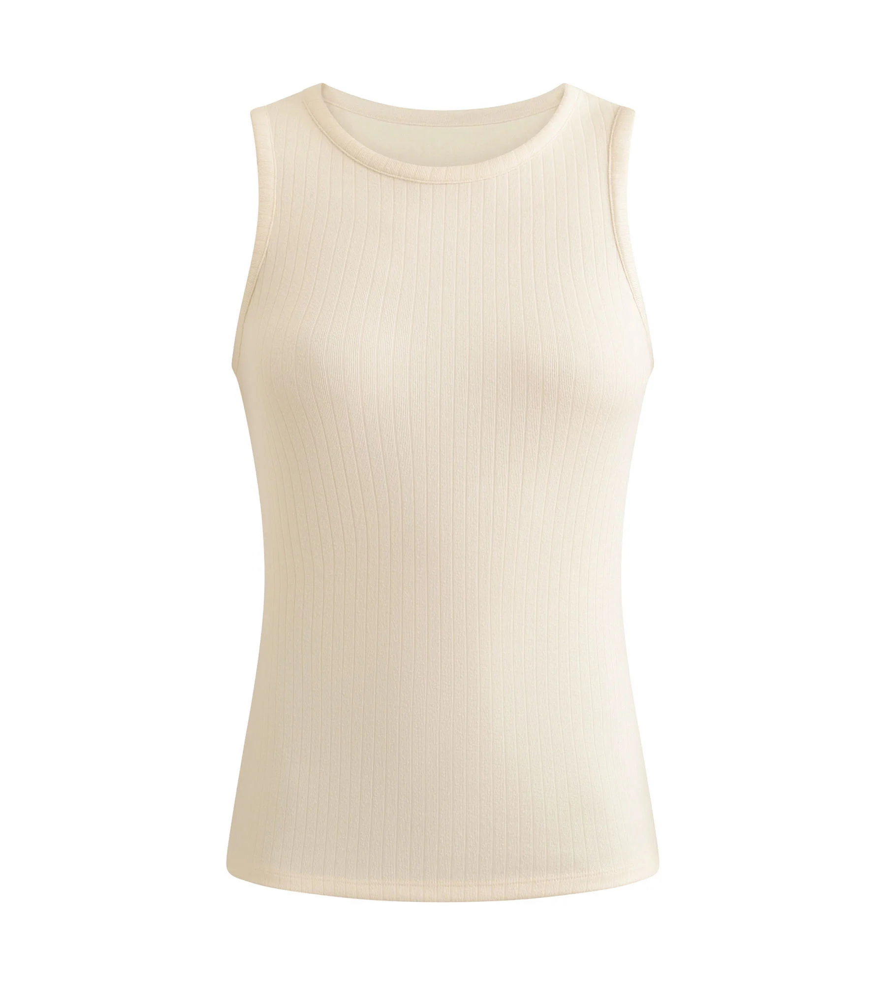 Débardeur femme côtelé Beige Dim Thermal x Ines de La Fressange - Image 3